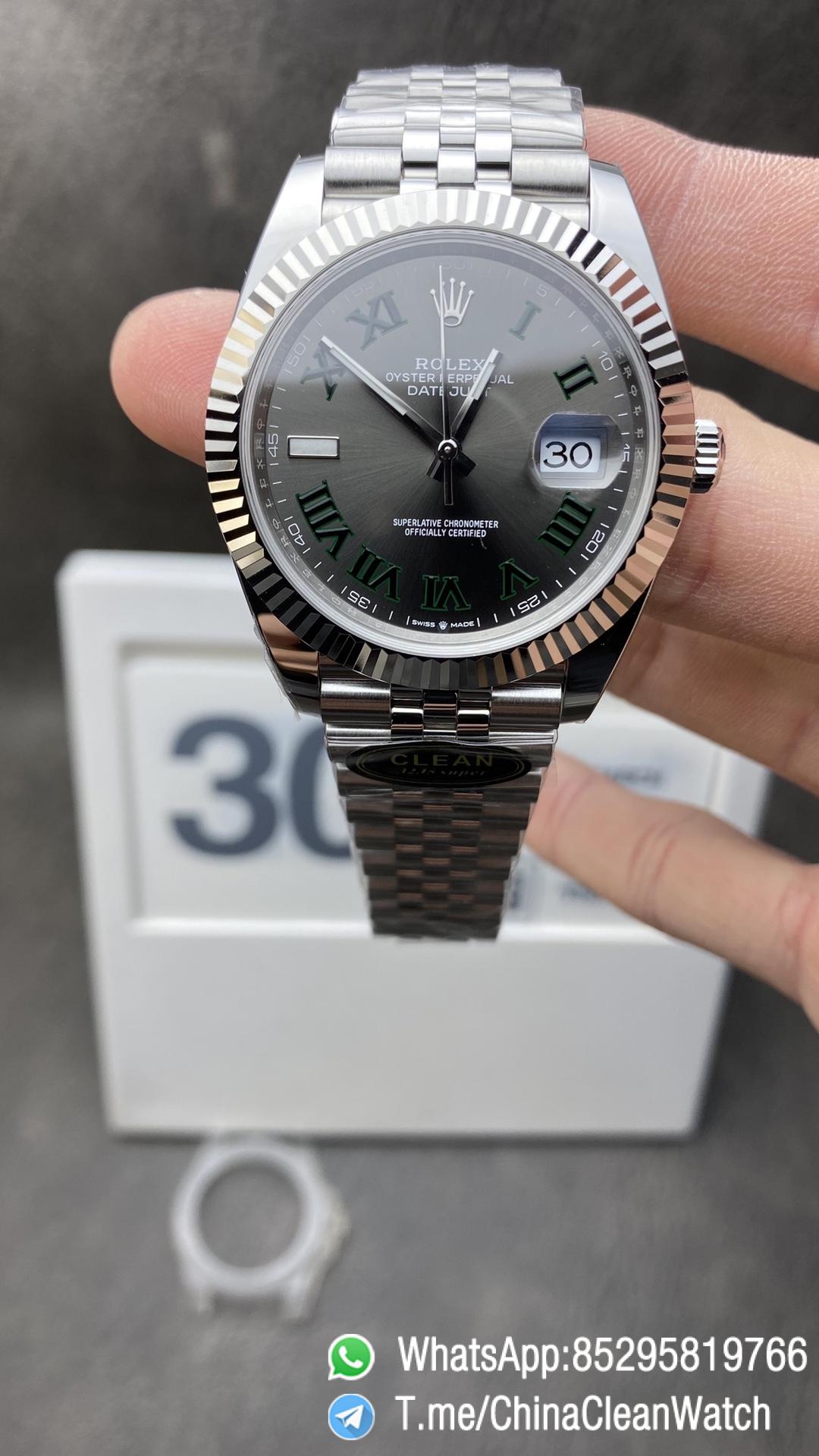 Clean Datejust Wimbledon 41mm Gray Dial with Green Roman Markers 904L Stainless Steel Case Jubilee Bracelet VR3235 Clean Datejust Wimbledon 41mm Gray Dial with Green Roman Markers 904L Stainless Steel Case Jubilee Bracelet VR3235