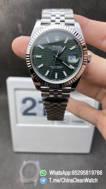 Clean Factory DateJust 126334 41mm CF Rolex Watch Best Edition 904L Steel Green Texuted Dial on Jubilee Bracelet VR3235