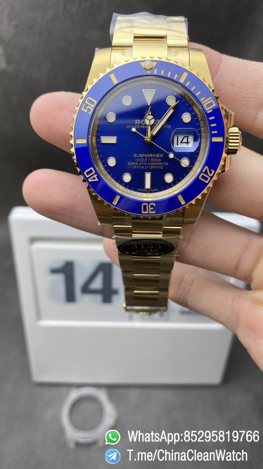 Clean Factory Rolex Submariner 116618LB Blue Dial Ceramic Bezel Yellow Gold Plated Case Oyster Bracelet VS3135 Movement Clean Factory Rolex Submariner 116618LB Blue Dial Ceramic Bezel Yellow Gold Plated Case Oyster Bracelet VS3135 Movement