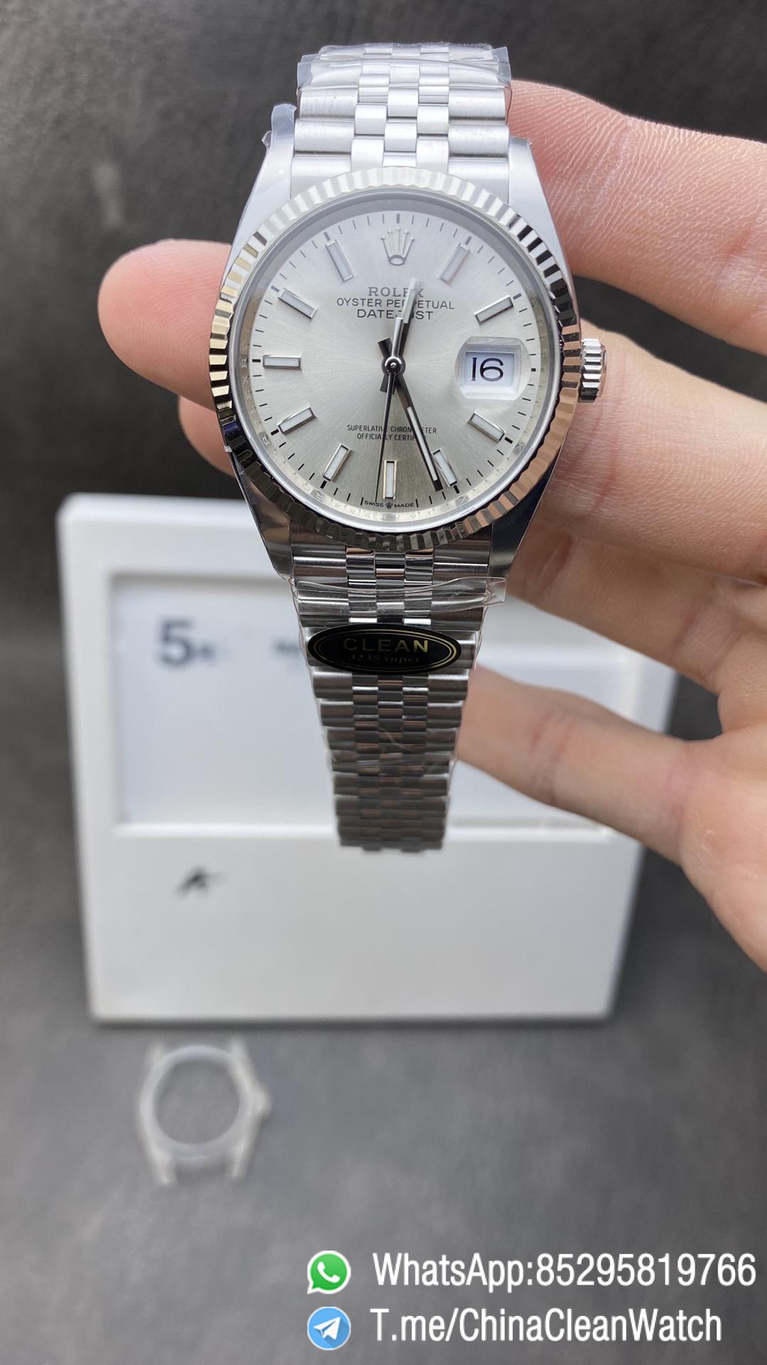 China Clean Watches Rolex DateJust 36mm 126234 904L Steel Silver Dial with Stick Markers on Jubilee Bracelet VR3235 Movement China Clean Watches Rolex DateJust 36mm 126234 904L Steel Silver Dial with Stick Markers on Jubilee Bracelet VR3235 Movement