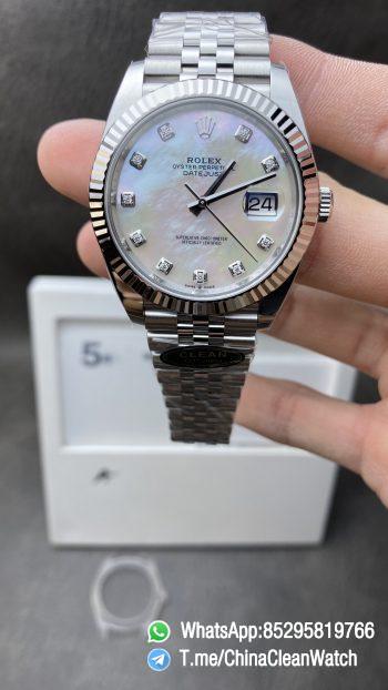 Clean Factory Watch Rolex Datejust 41mm MOP Dial 904L Stainless Steel Case Jubilee Bracelet 3235 Movement