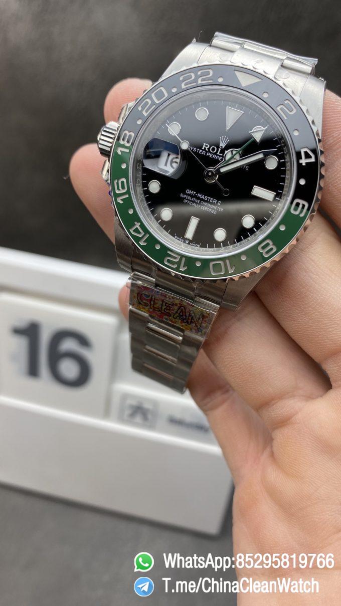 Clean Watch Offical Store CF Rolex Sprite GMT Master II 126720VTNR Black Dial Green Black Ceramic Bezel 904L Oystersteel Oyster Bracelt SA3285 Movement