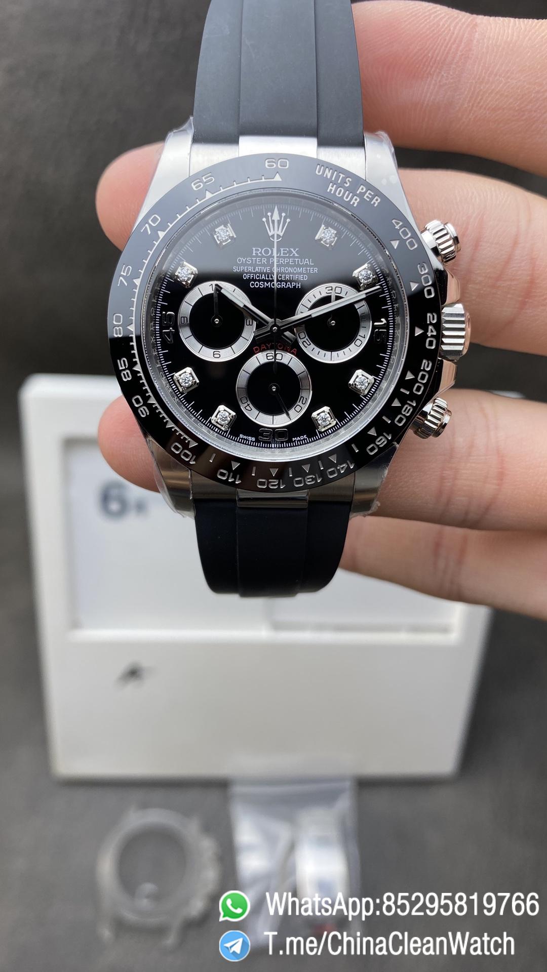 Clean Factory Daytoan 116519LN Black Diamond Set Dial Super Clone Swiss 4130 Movement Black Rubber Strap Clean Factory Daytoan 116519LN Black Diamond Set Dial Super Clone Swiss 4130 Movement Black Rubber Strap