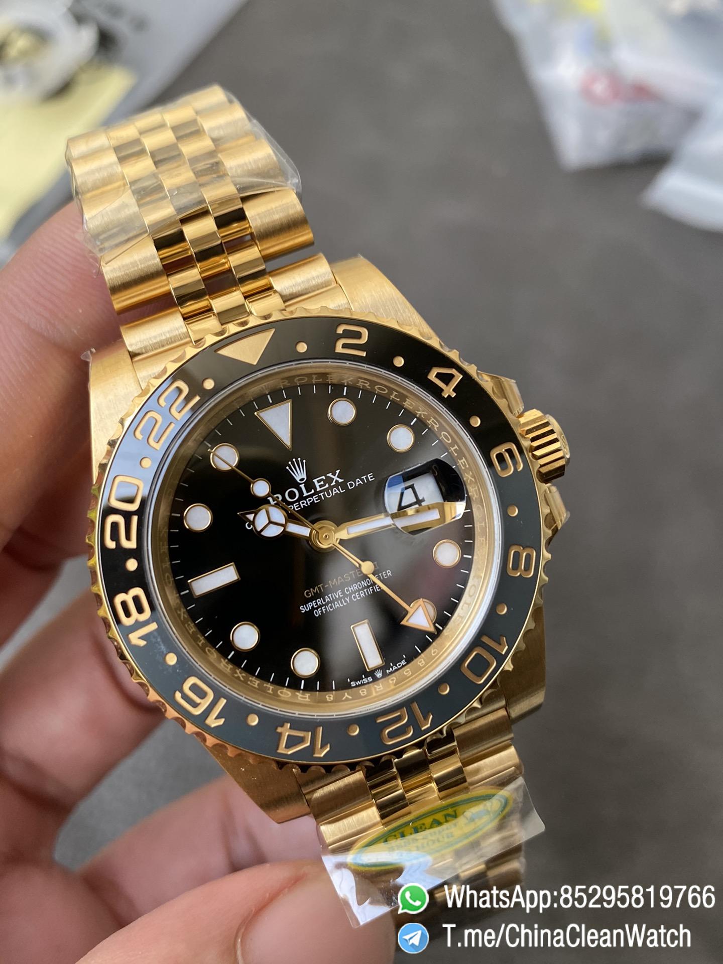 CF Rolex Clean Factory GMT Master II 126718GRNR Full Yellow Gold Black Grey Bezel Black Dial Jubilee Bracelet DD3285 Movement 03 CF Rolex Clean Factory GMT Master II 126718GRNR Full Yellow Gold Black Grey Bezel Black Dial Jubilee Bracelet DD3285 Movement 03
