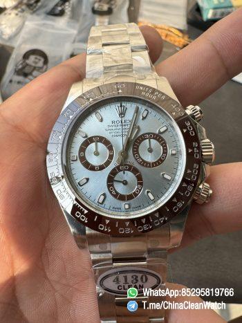 Clean Factory Watch Rolex Daytona 116506 Ice Blue Dial Stick Markers 904L Steel Case Bracelet DD4130 Movement 02