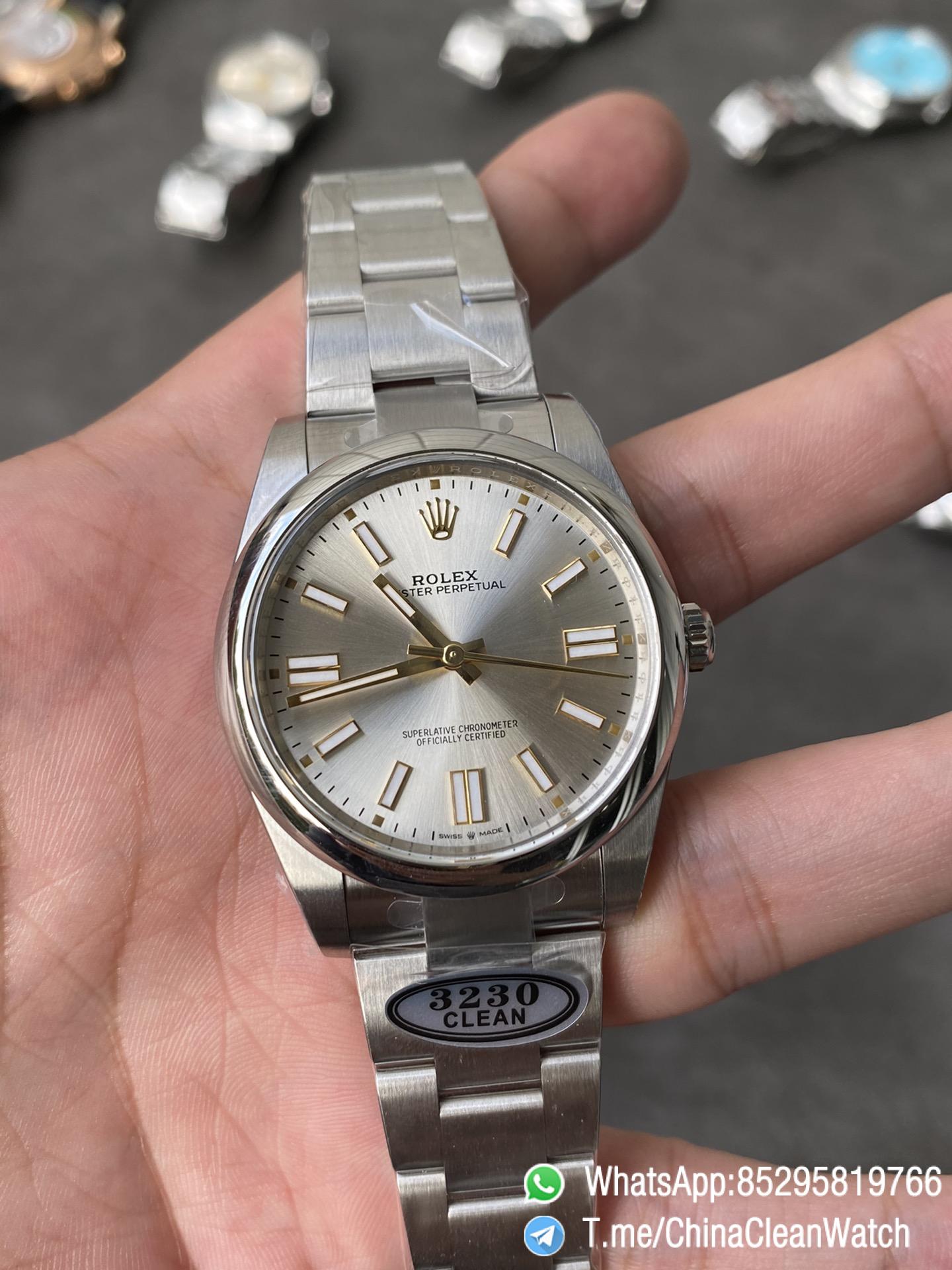 Clean Factory Rolex Oyster Perpetual 124300 CP OP 41mm Silver Dial 904L Steel VR3230 Movement 01 Clean Factory Rolex Oyster Perpetual 124300 CP OP 41mm Silver Dial 904L Steel VR3230 Movement 01