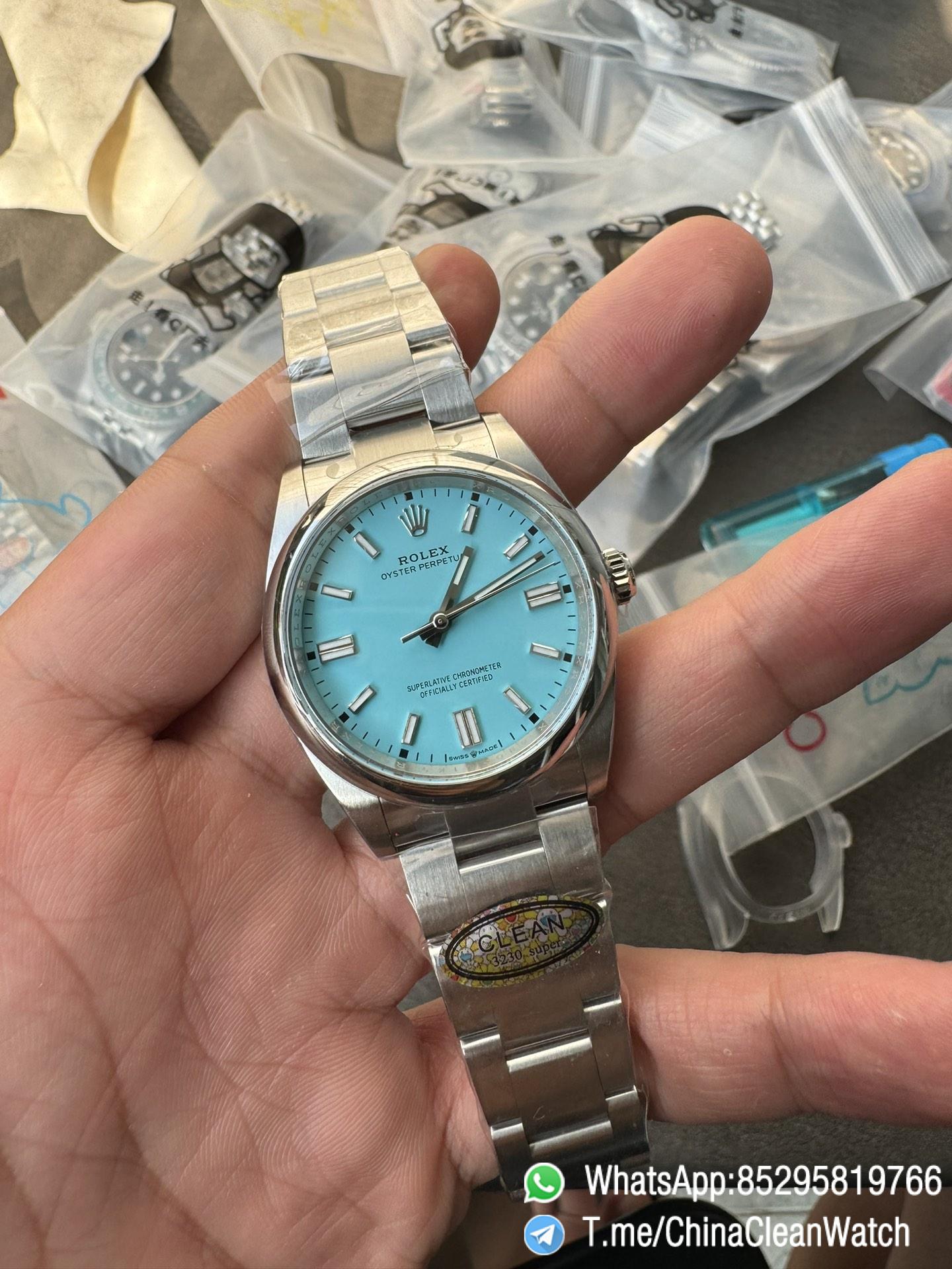 Clean Factory Rolex Oyster Perpetual 126000 36mm Tiffany Blue Dial 904L Steel VR3230 CF OP 01 Clean Factory Rolex Oyster Perpetual 126000 36mm Tiffany Blue Dial 904L Steel VR3230 CF OP 01