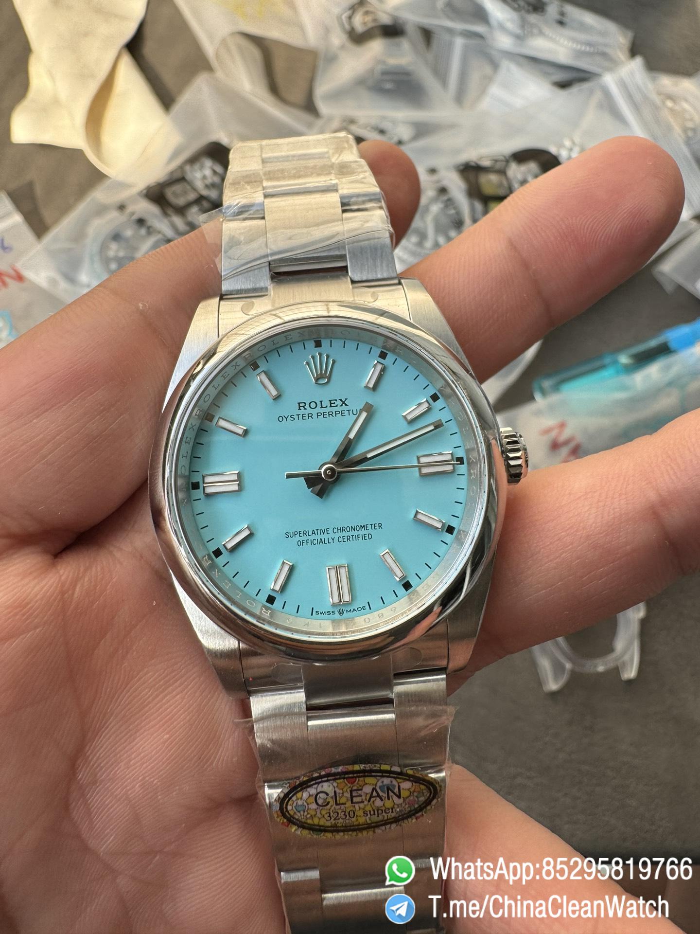 Clean Factory Rolex Oyster Perpetual 126000 36mm Tiffany Blue Dial 904L Steel VR3230 CF OP 02 Clean Factory Rolex Oyster Perpetual 126000 36mm Tiffany Blue Dial 904L Steel VR3230 CF OP 02