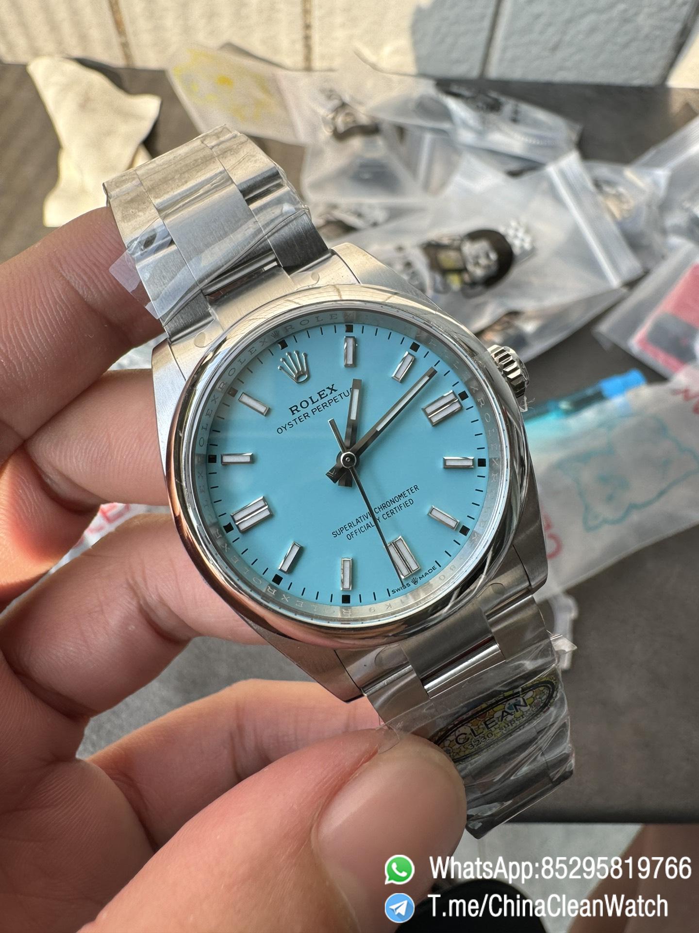 Clean Factory Rolex Oyster Perpetual 126000 36mm Tiffany Blue Dial 904L Steel VR3230 CF OP 03 Clean Factory Rolex Oyster Perpetual 126000 36mm Tiffany Blue Dial 904L Steel VR3230 CF OP 03