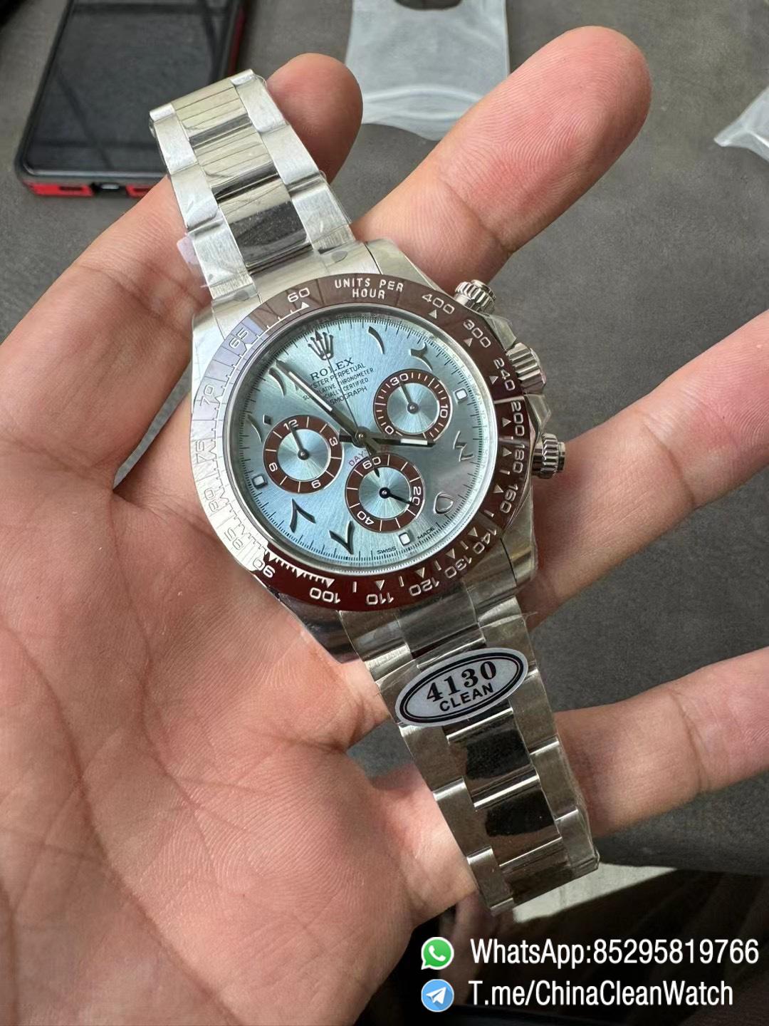 Clean Factory Watch Rolex Daytona 116506 Ice Blue Dial Arabic Markers 904L Steel Case Bracelet DD4130 Movement 01 Clean Factory Watch Rolex Daytona 116506 Ice Blue Dial Arabic Markers 904L Steel Case Bracelet DD4130 Movement 01