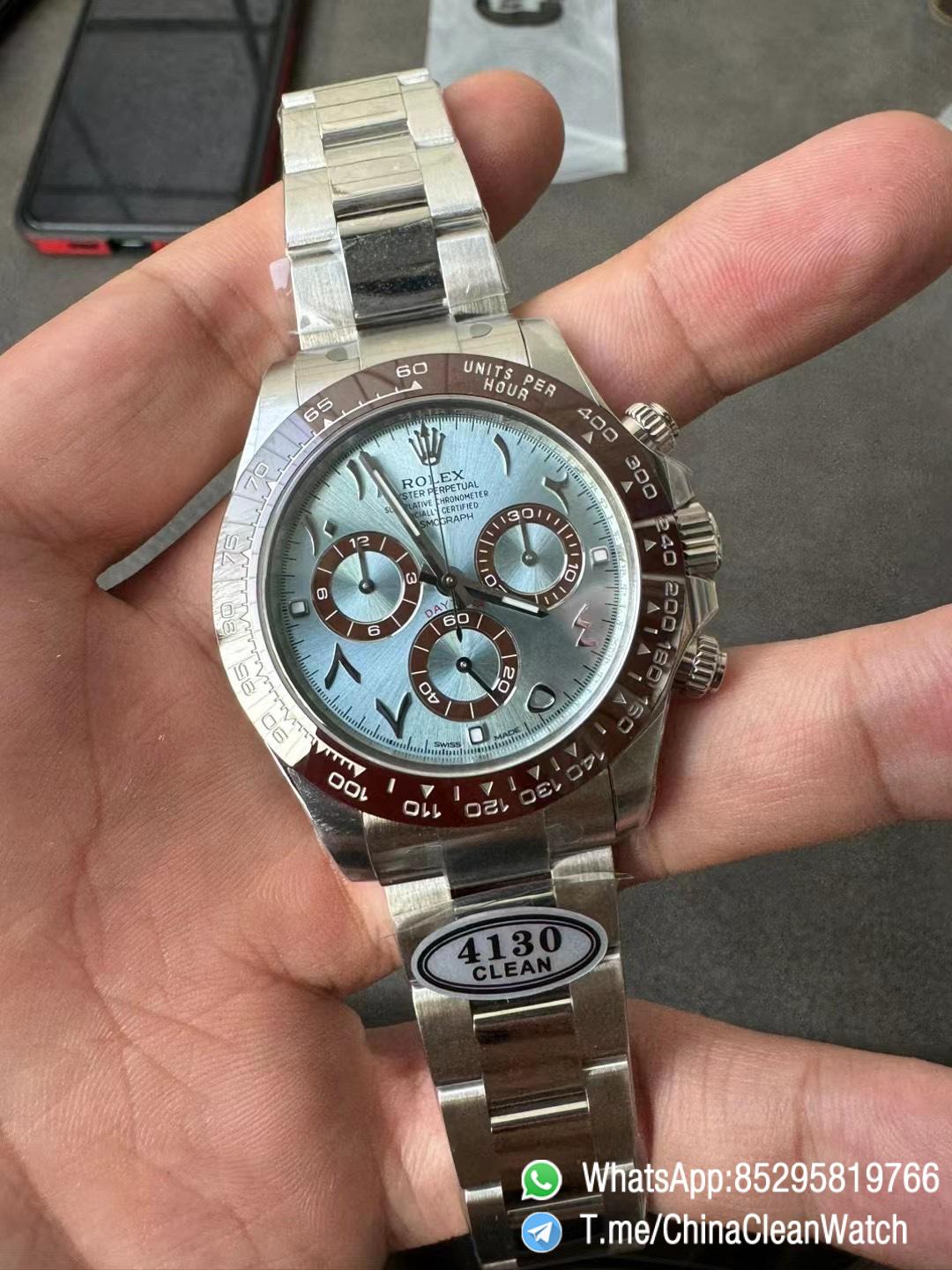 Clean Factory Watch Rolex Daytona 116506 Ice Blue Dial Arabic Markers 904L Steel Case Bracelet DD4130 Movement 02 Clean Factory Watch Rolex Daytona 116506 Ice Blue Dial Arabic Markers 904L Steel Case Bracelet DD4130 Movement 02