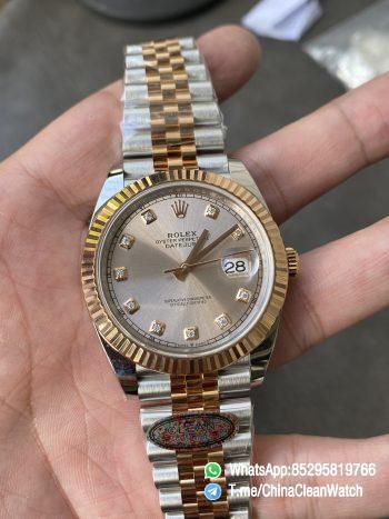 Clean Factory Watches DateJust 41mm 126331 0008 Rose Gold Sundust Diamond Set Dial Jubilee Bracelet 3235 Movement 03