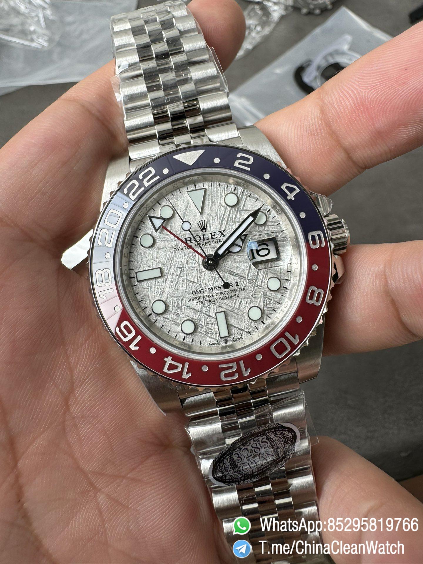 Clean Factory Watches GMT Master II 126719 BLRO Blue Red Ceramic Bezel Meteorite Dial Deep Sapphire Crystal DD3285 02 Clean Factory Watches GMT Master II 126719 BLRO Blue Red Ceramic Bezel Meteorite Dial Deep Sapphire Crystal DD3285 02
