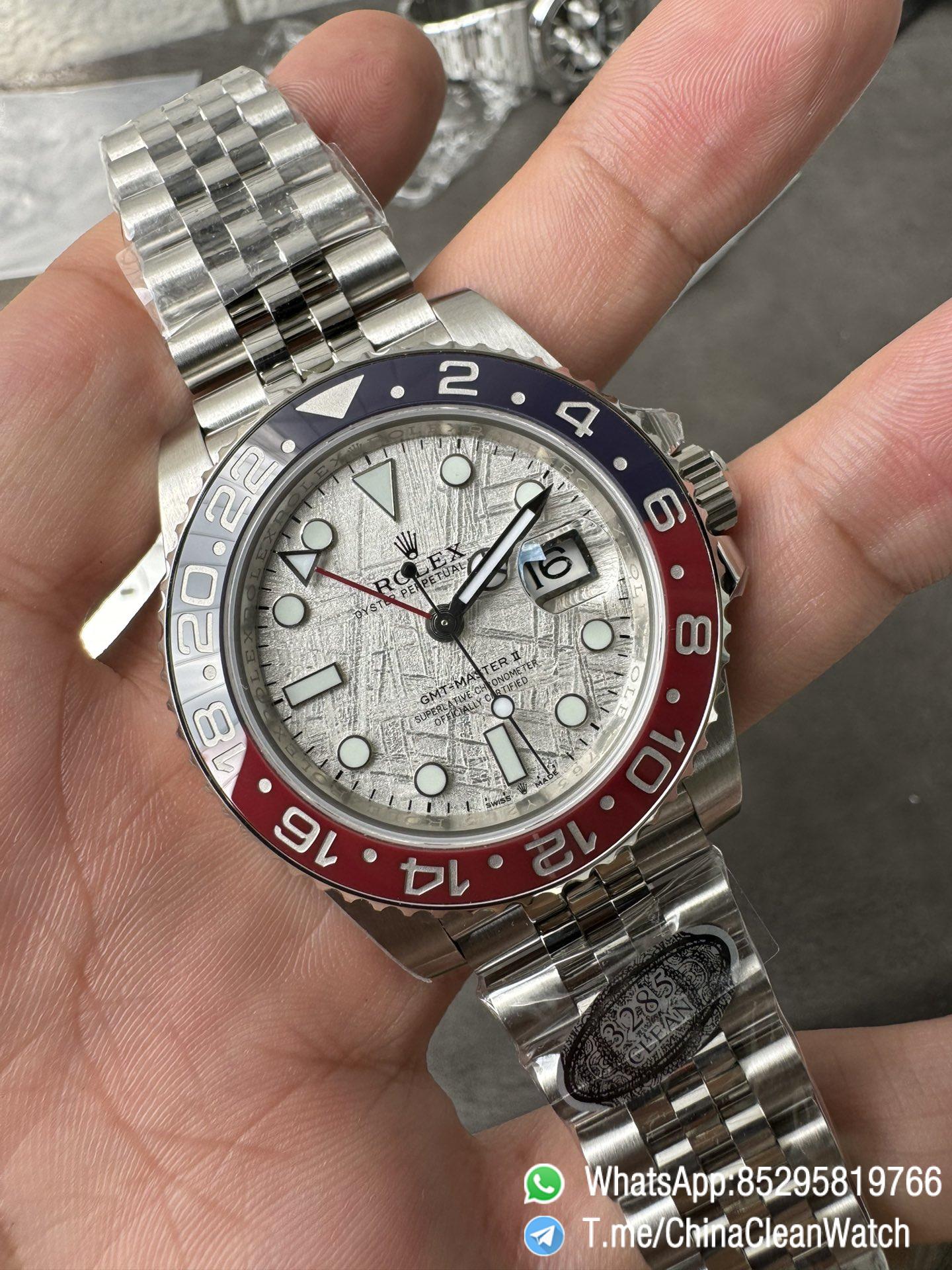 Clean Factory Watches GMT Master II 126719 BLRO Blue Red Ceramic Bezel Meteorite Dial Deep Sapphire Crystal DD3285 04 Clean Factory Watches GMT Master II 126719 BLRO Blue Red Ceramic Bezel Meteorite Dial Deep Sapphire Crystal DD3285 04