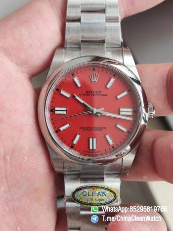 Clean Factory Watches Rolex Oyster Perpetual CF OP 124300 41mm 904L Stainless Steel Red Dial VR3230 01