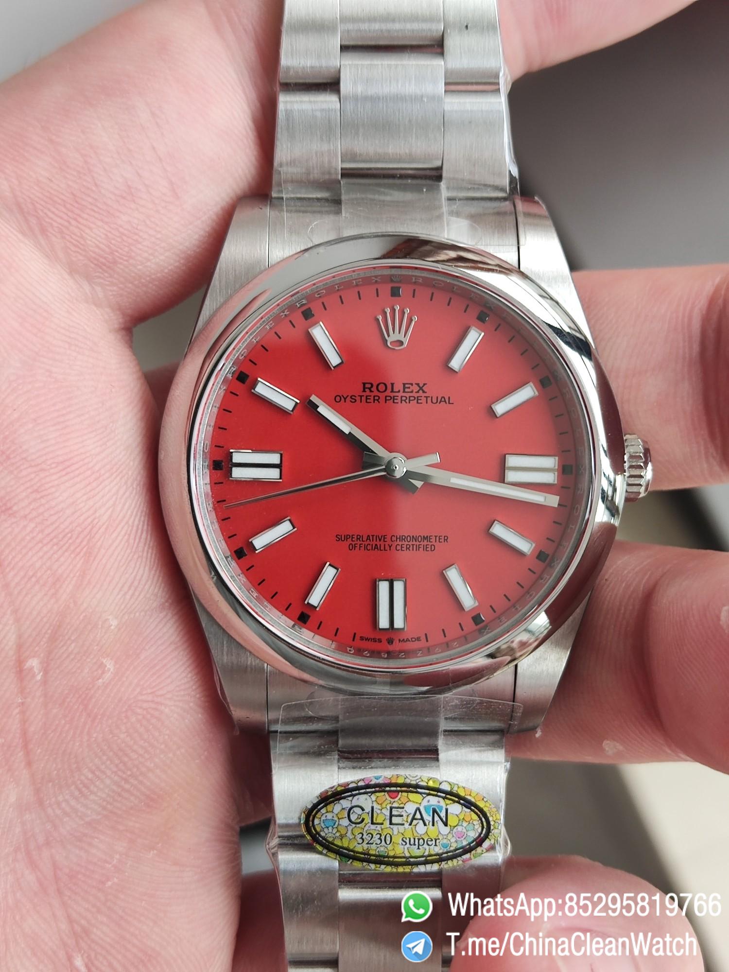 Clean Factory Watches Rolex Oyster Perpetual CF OP 124300 41mm 904L Stainless Steel Red Dial VR3230 01 Clean Factory Watches Rolex Oyster Perpetual CF OP 124300 41mm 904L Stainless Steel Red Dial VR3230 01