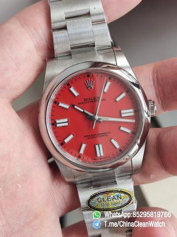 Clean Factory Watches Rolex Oyster Perpetual CF OP 124300 41mm 904L Stainless Steel Red Dial VR3230 02