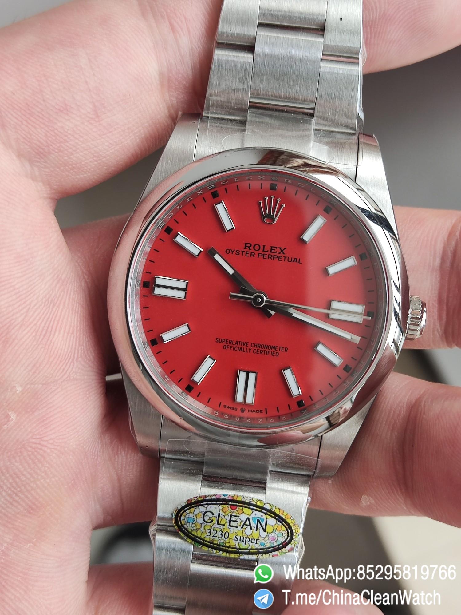 Clean Factory Watches Rolex Oyster Perpetual CF OP 124300 41mm 904L Stainless Steel Red Dial VR3230 03 Clean Factory Watches Rolex Oyster Perpetual CF OP 124300 41mm 904L Stainless Steel Red Dial VR3230 03