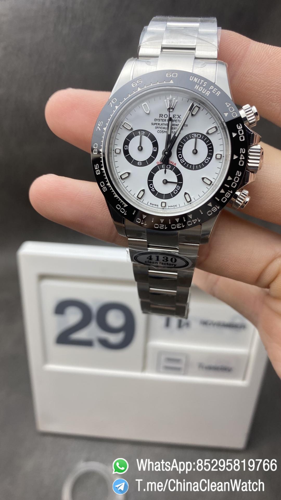 Clean Factory 11 Daytona 116500 904L SS Case and Bracelet White Dial SA4130 V2 Clean Factory 11 Daytona 116500 904L SS Case and Bracelet White Dial SA4130 V2