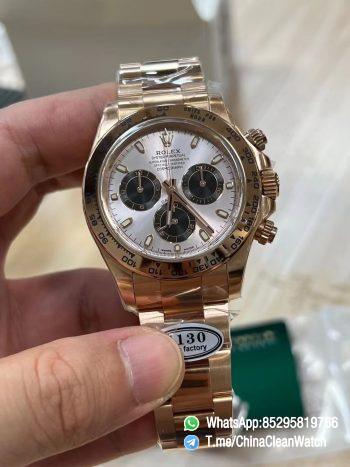 Clean Factory Daytona 116505 Rose Gold Case Bracelet Silver Dail Black Chrono Dial DD4130 Superclone Movement 02