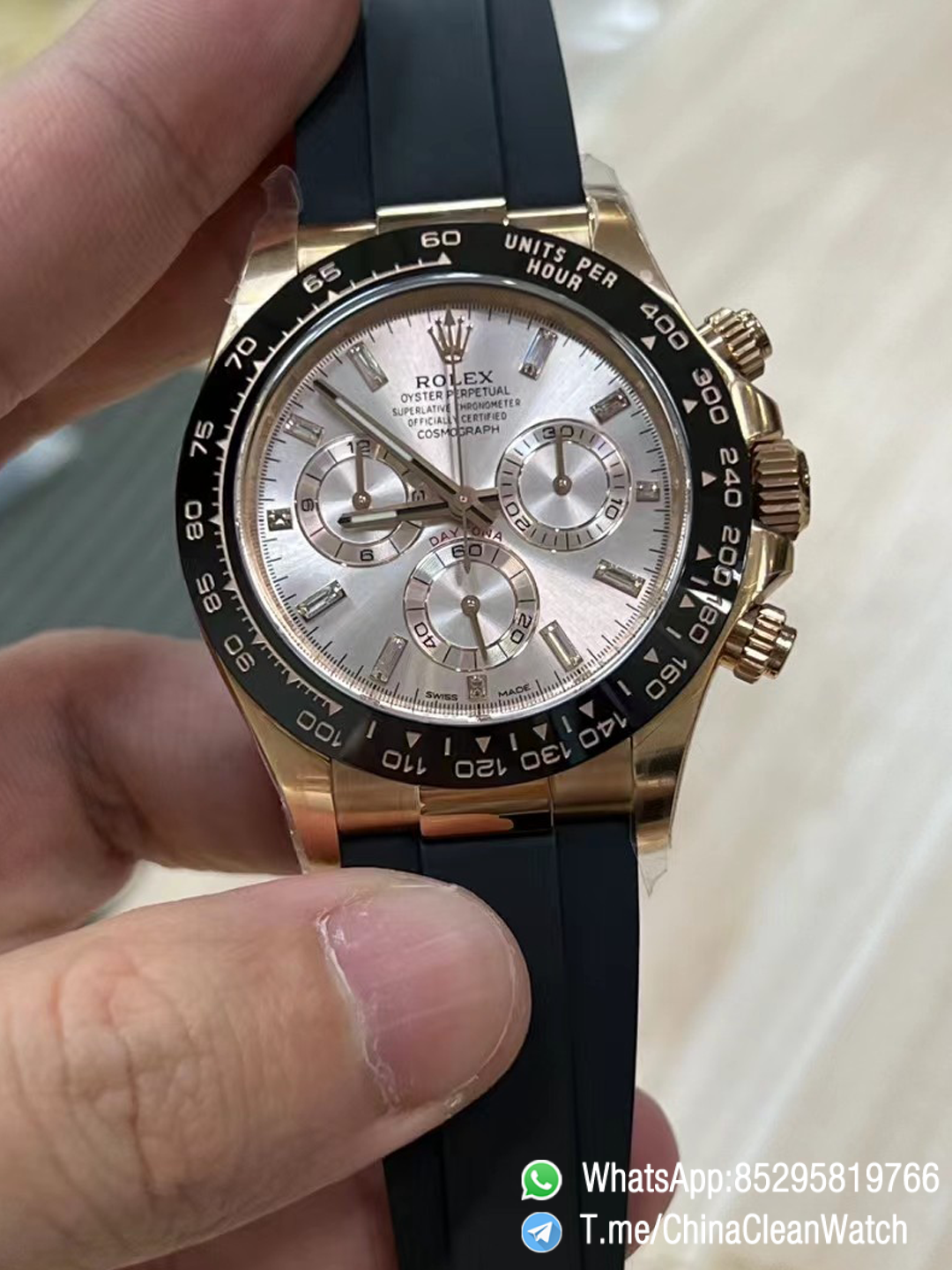 Clean Factory Daytona 116515 Role Gold Case Black Ceramic Bezel Sundust Set with Diamonds Dial Oystelflex Strap DD4130 Movement 00 Clean Factory Daytona 116515 Role Gold Case Black Ceramic Bezel Sundust Set with Diamonds Dial Oystelflex Strap DD4130 Movement 00