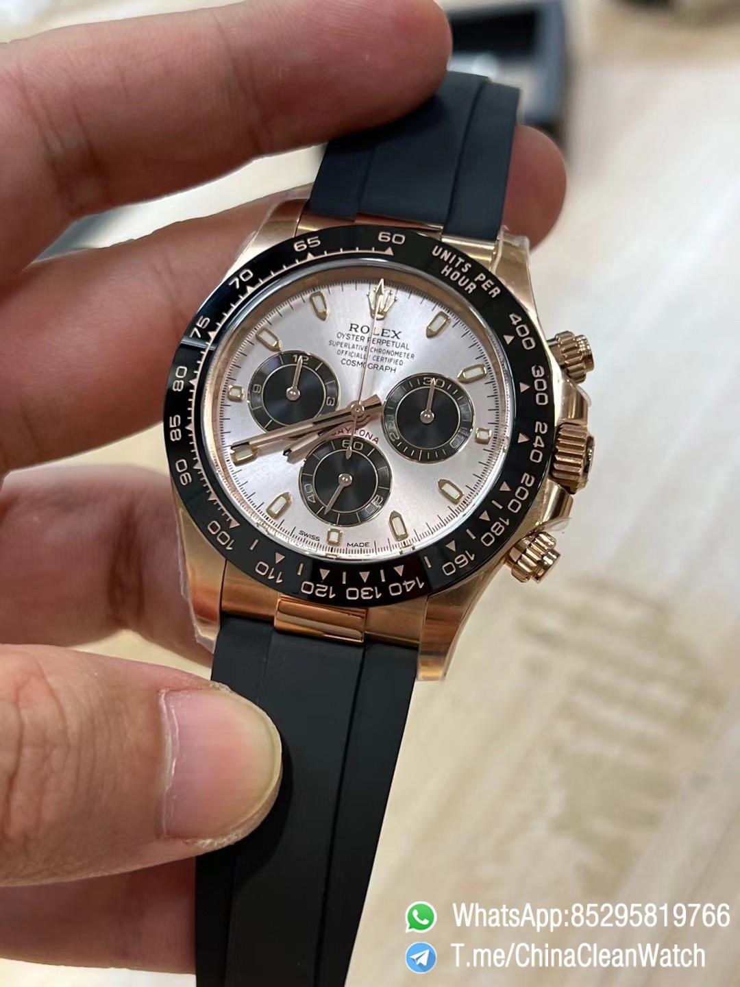 Clean Factory Daytona 116515 Rose Gold Case Black Ceramic Bezel Sundust Dial Black Sub Dial Oysterflex Strap DD4130 Movement 03 Clean Factory Daytona 116515 Rose Gold Case Black Ceramic Bezel Sundust Dial Black Sub Dial Oysterflex Strap DD4130 Movement 03