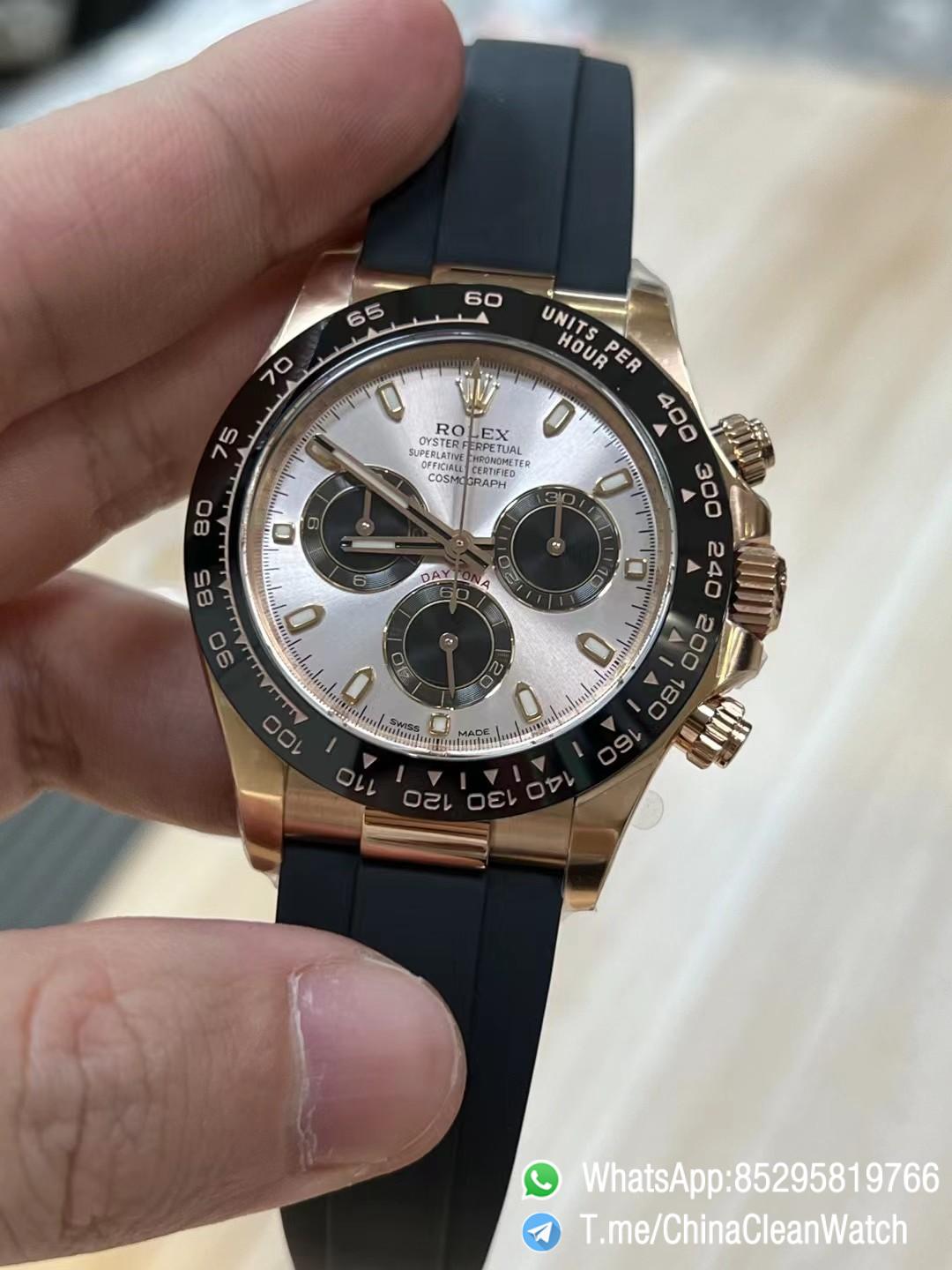 Clean Factory Daytona 116515 Rose Gold Case Black Ceramic Bezel Sundust Dial Black Sub Dial Oysterflex Strap DD4130 Movement 06 Clean Factory Daytona 116515 Rose Gold Case Black Ceramic Bezel Sundust Dial Black Sub Dial Oysterflex Strap DD4130 Movement 06