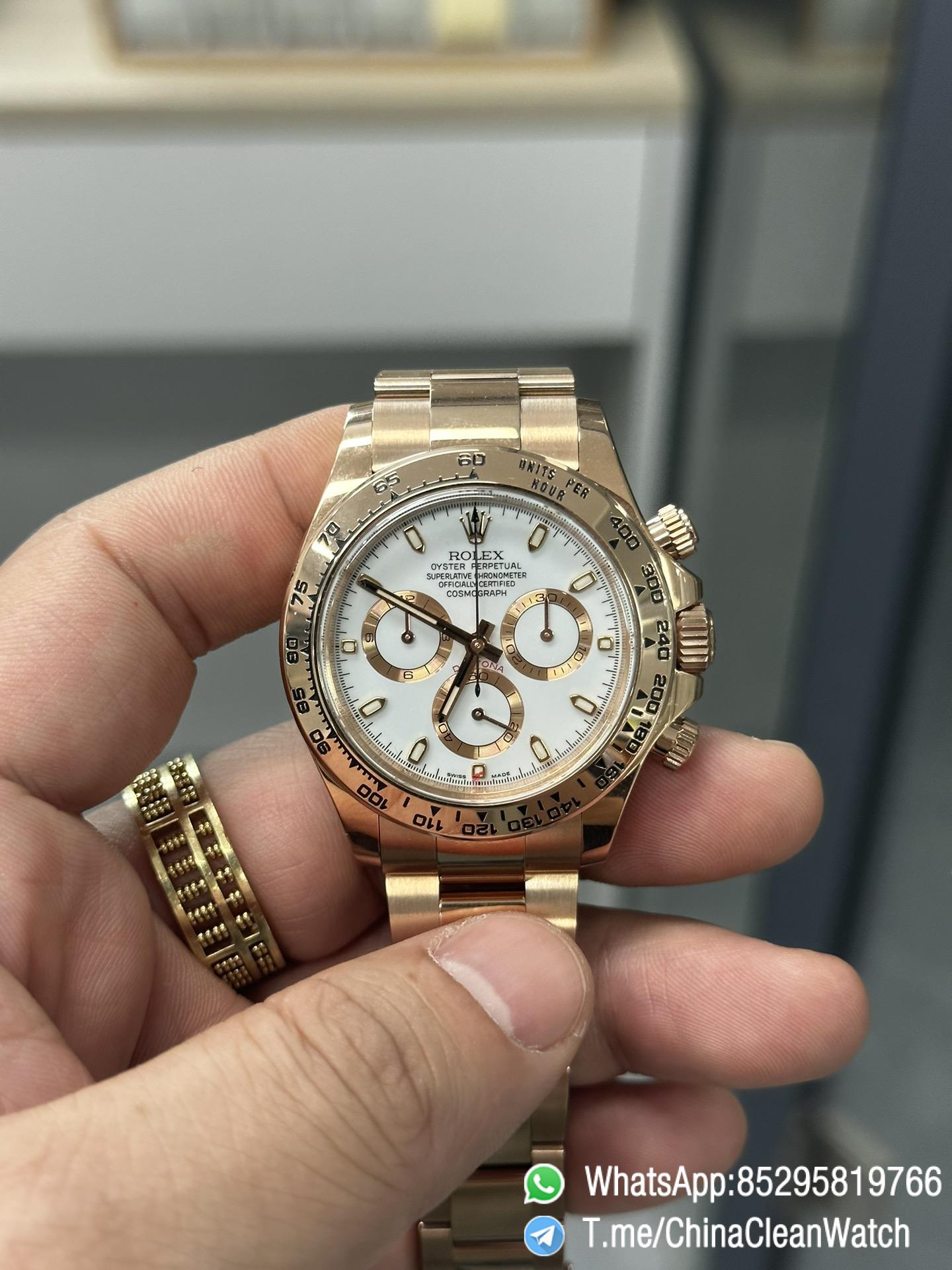 Clean Factory Daytona M116505 0010 Rose Gold Case Bracelet White Dail DanDong Superclone 4130 Movement 01 Clean Factory Daytona M116505 0010 Rose Gold Case Bracelet White Dail DanDong Superclone 4130 Movement 01