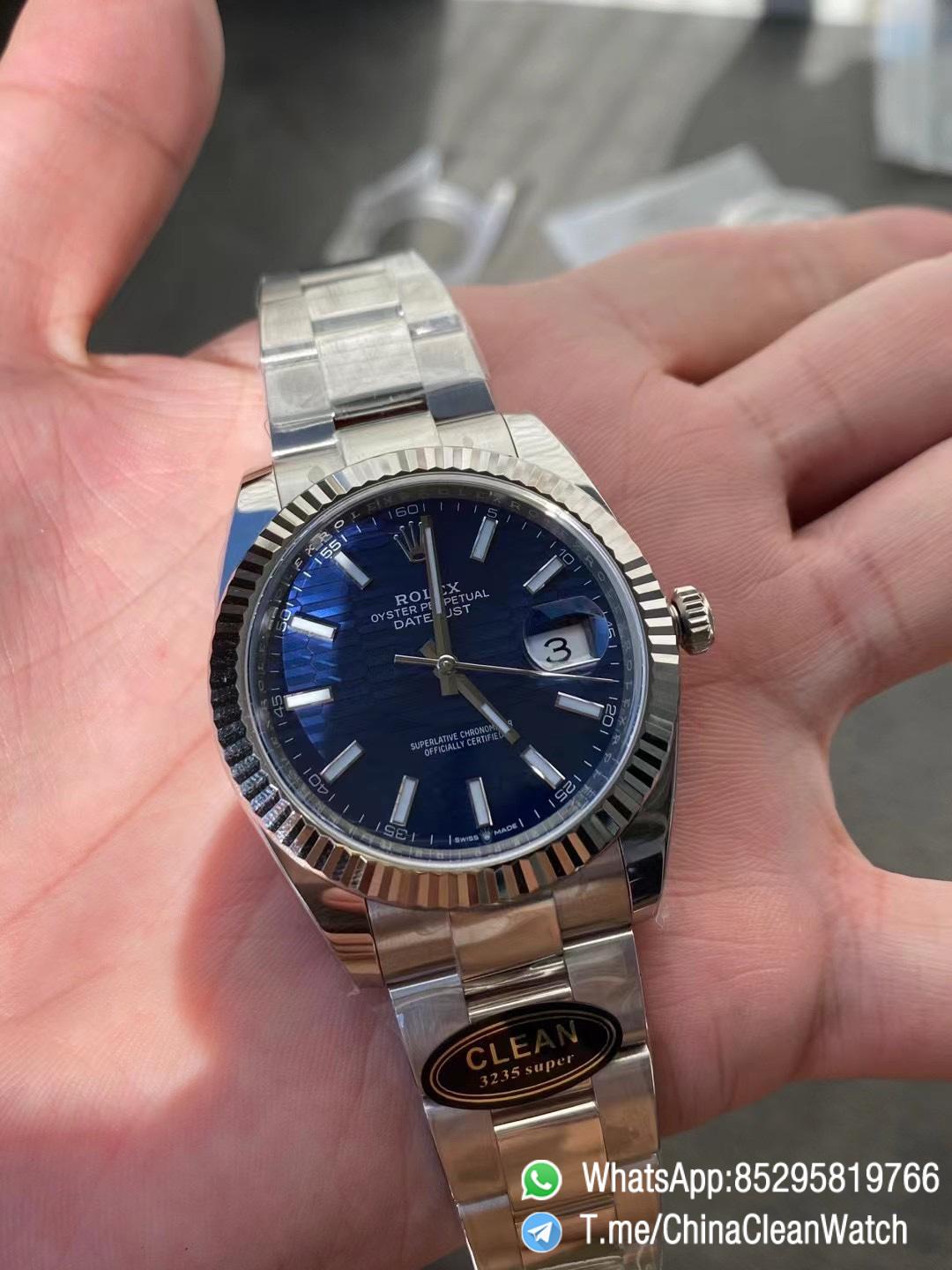 Clean Factory Rolex DateJust 41 126334 0031 Bright Blue Fluted Motif Dial on Oyster Bracelet Superclone 3235 Movement 03 Clean Factory Rolex DateJust 41 126334 0031 Bright Blue Fluted Motif Dial on Oyster Bracelet Superclone 3235 Movement 03