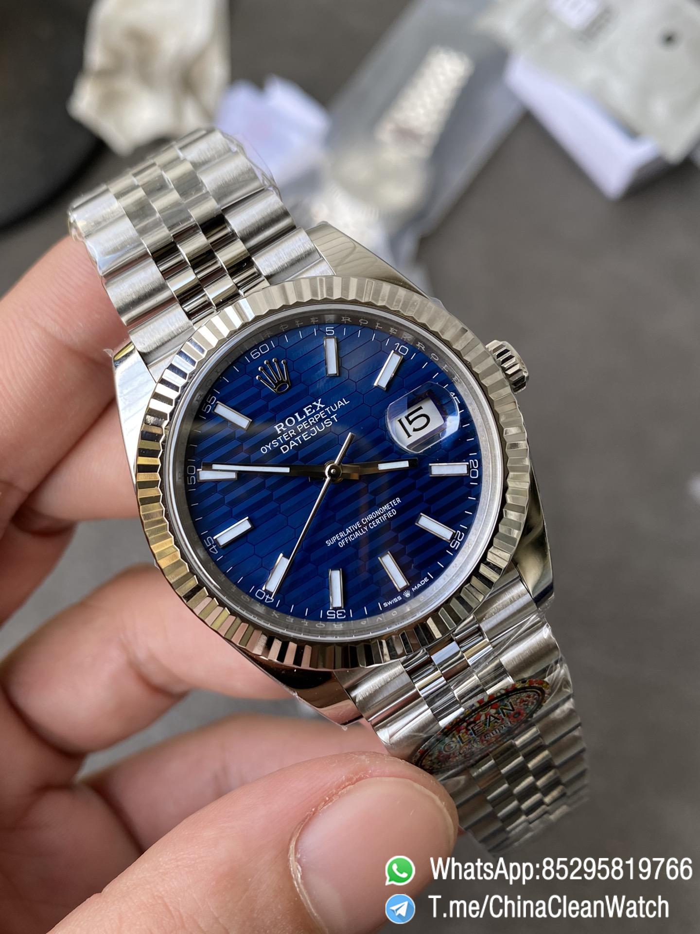 Clean Factory Rolex DateJust 41 126334 Bright Blue Fluted Motif Dial on Jubilee Bracelet Superclone 3235 Movement 04 Clean Factory Rolex DateJust 41 126334 Bright Blue Fluted Motif Dial on Jubilee Bracelet Superclone 3235 Movement 04