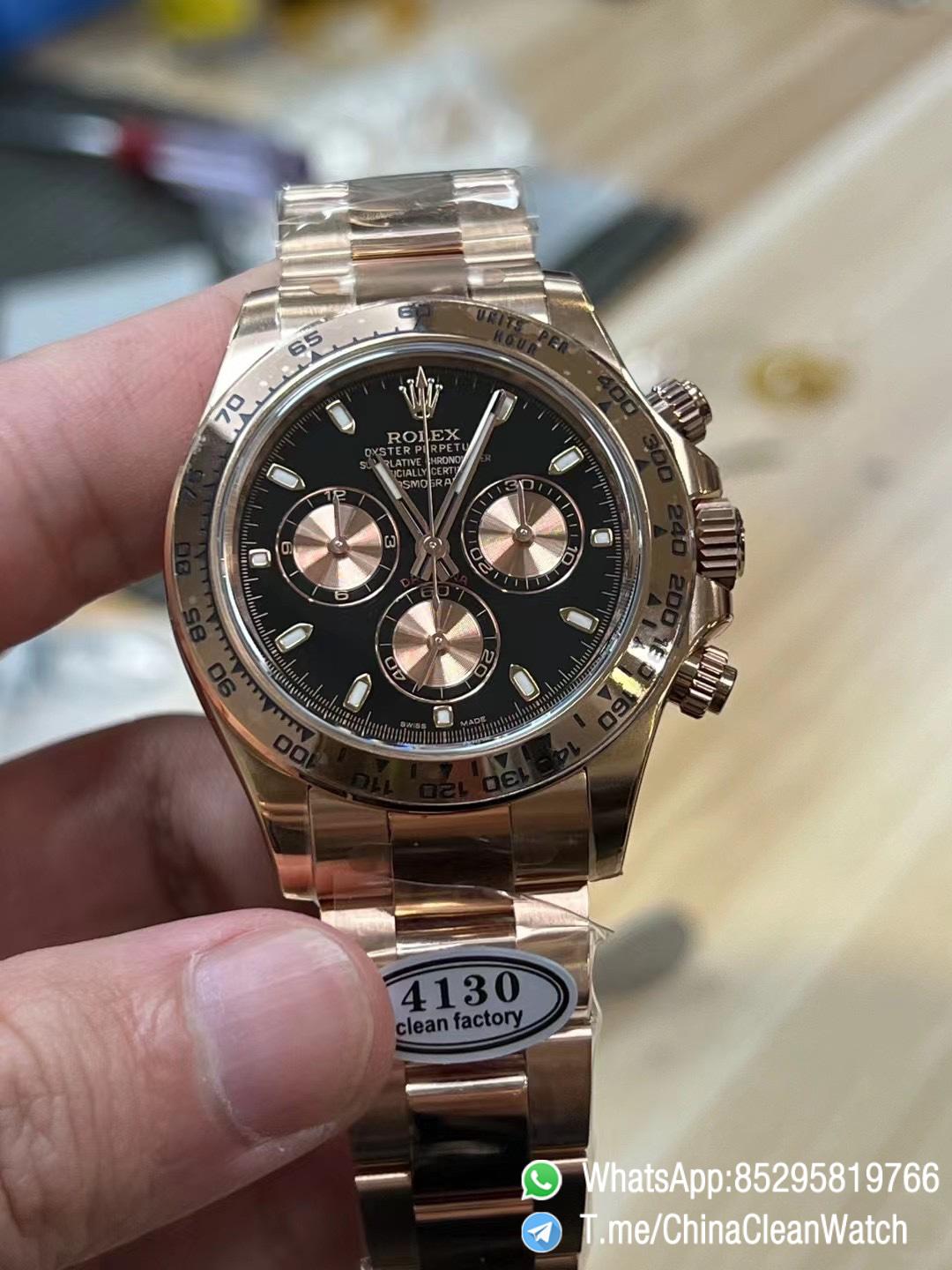 Clean Factory Rolex Dayt2ona 116505 Rose Gold Case Bracelet Black Dial with Pink Sub Dial DD4130 Movement 0 Clean Factory Rolex Dayt2ona 116505 Rose Gold Case Bracelet Black Dial with Pink Sub Dial DD4130 Movement 0