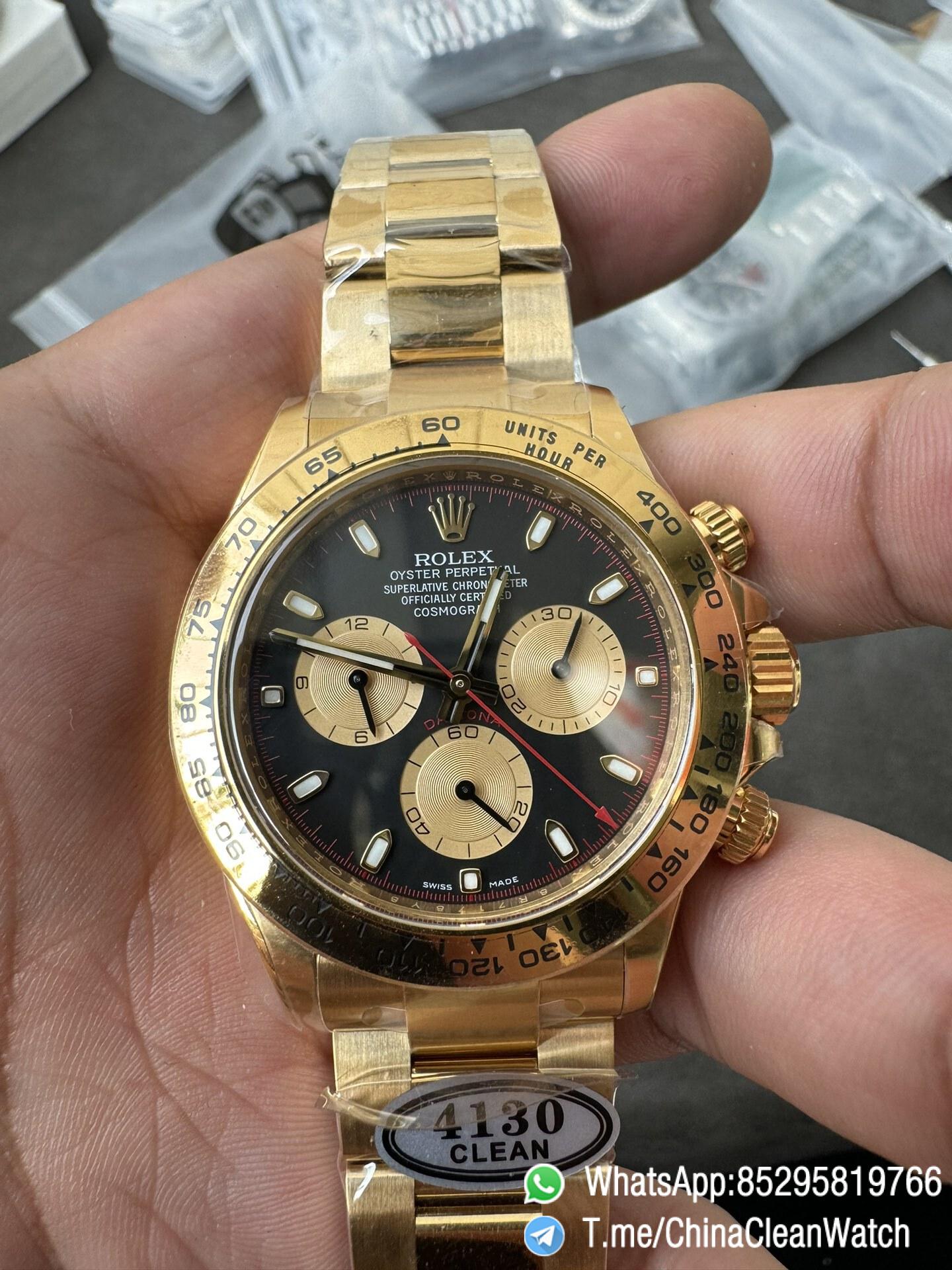 Clean Factory Daytona 116508 Yellow Gold Case Bracelet Black Dial with Yellow Sub Dial Red Chrono Second Hand DD4131 Movement 01 Clean Factory Daytona 116508 Yellow Gold Case Bracelet Black Dial with Yellow Sub Dial Red Chrono Second Hand DD4131 Movement 01