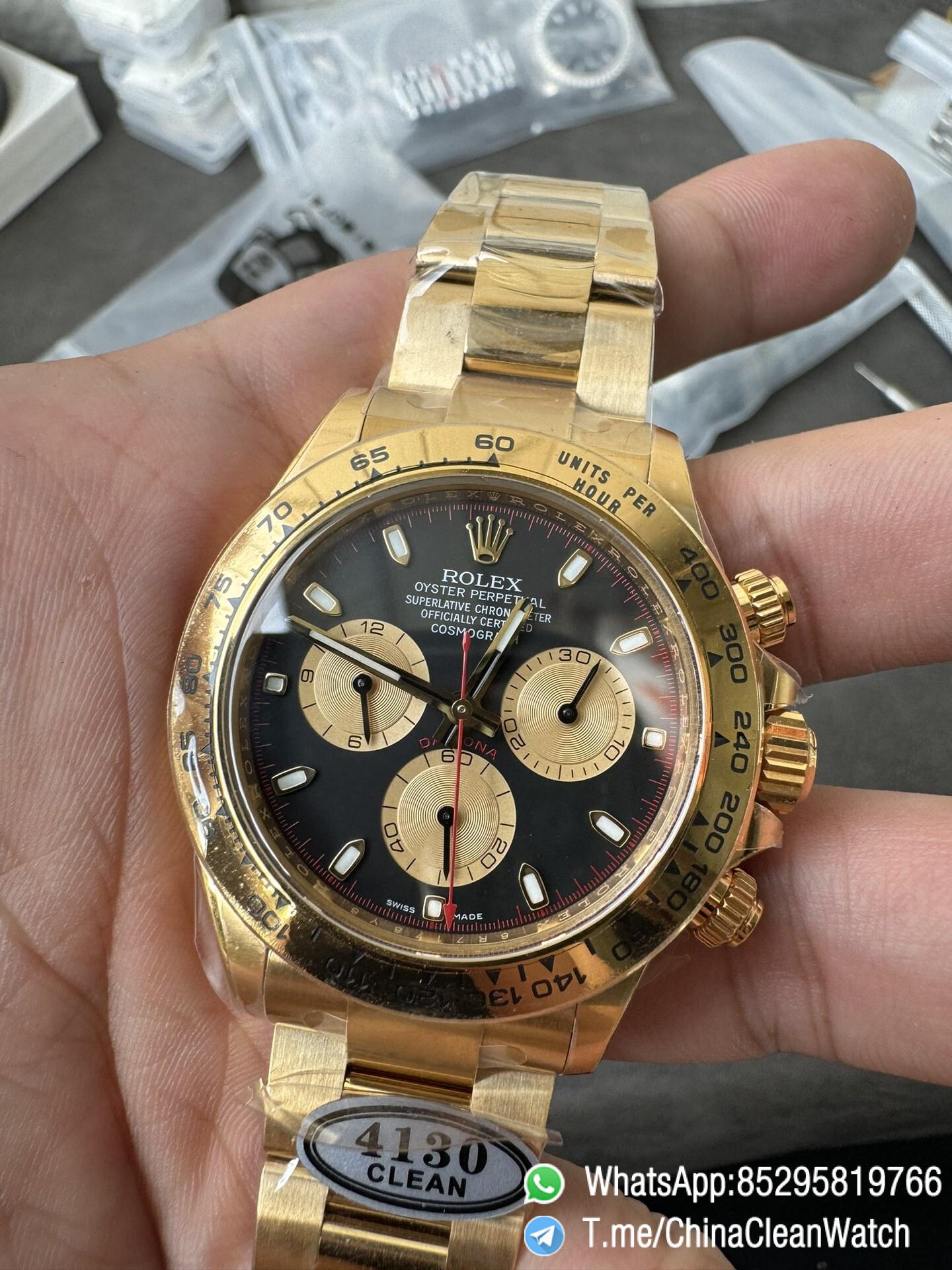 Clean Factory Daytona 116508 Yellow Gold Case Bracelet Black Dial with Yellow Sub Dial Red Chrono Second Hand DD4131 Movement 03 Clean Factory Daytona 116508 Yellow Gold Case Bracelet Black Dial with Yellow Sub Dial Red Chrono Second Hand DD4131 Movement 03
