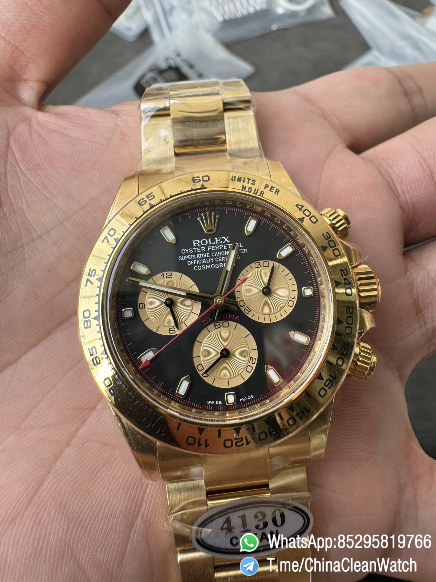Clean Factory Daytona 116508 Yellow Gold Case Bracelet Black Dial with Yellow Sub Dial Red Chrono Second Hand DD4131 Movement 05 Clean Factory Daytona 116508 Yellow Gold Case Bracelet Black Dial with Yellow Sub Dial Red Chrono Second Hand DD4131 Movement 05