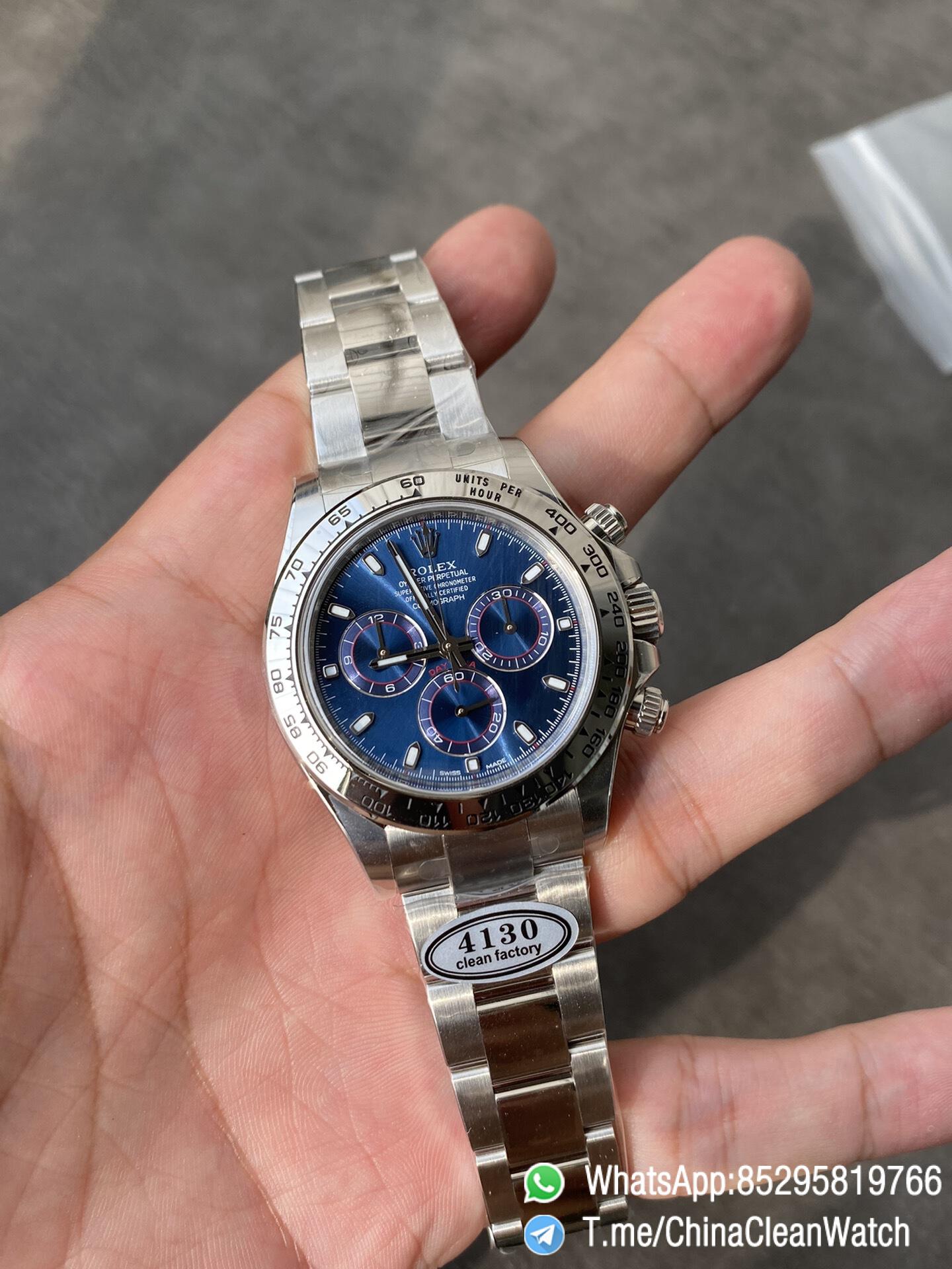 Clean Factory Daytona 116509 Blue Dial 904L Steel Case Oyster Bracelet SuperClone DanDong 4130 Movement 01 Clean Factory Daytona 116509 Blue Dial 904L Steel Case Oyster Bracelet SuperClone DanDong 4130 Movement 01