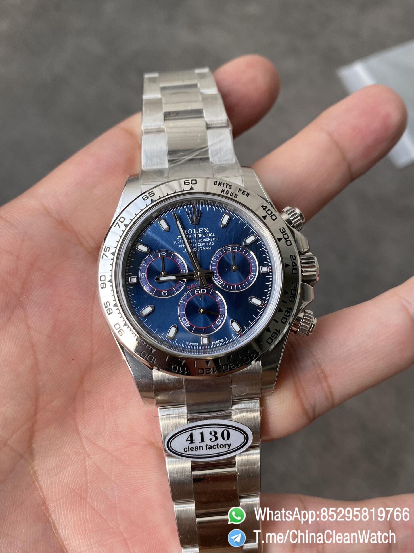 Clean Factory Daytona 116509 Blue Dial 904L Steel Case Oyster Bracelet SuperClone DanDong 4130 Movement 02 Clean Factory Daytona 116509 Blue Dial 904L Steel Case Oyster Bracelet SuperClone DanDong 4130 Movement 02