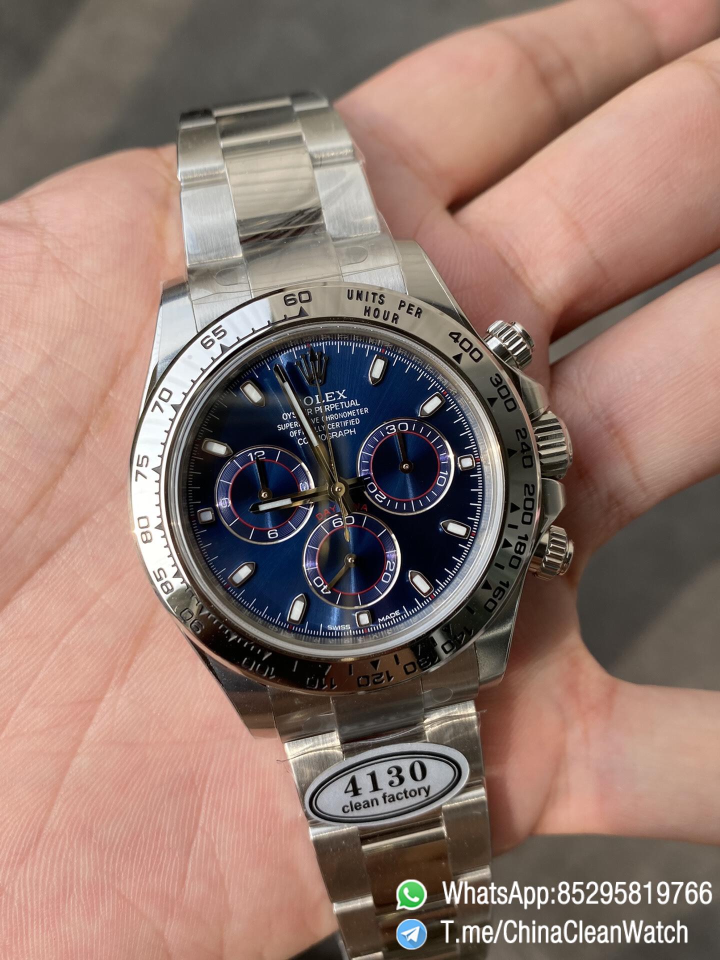 Clean Factory Daytona 116509 Blue Dial 904L Steel Case Oyster Bracelet SuperClone DanDong 4130 Movement 03 Clean Factory Daytona 116509 Blue Dial 904L Steel Case Oyster Bracelet SuperClone DanDong 4130 Movement 03