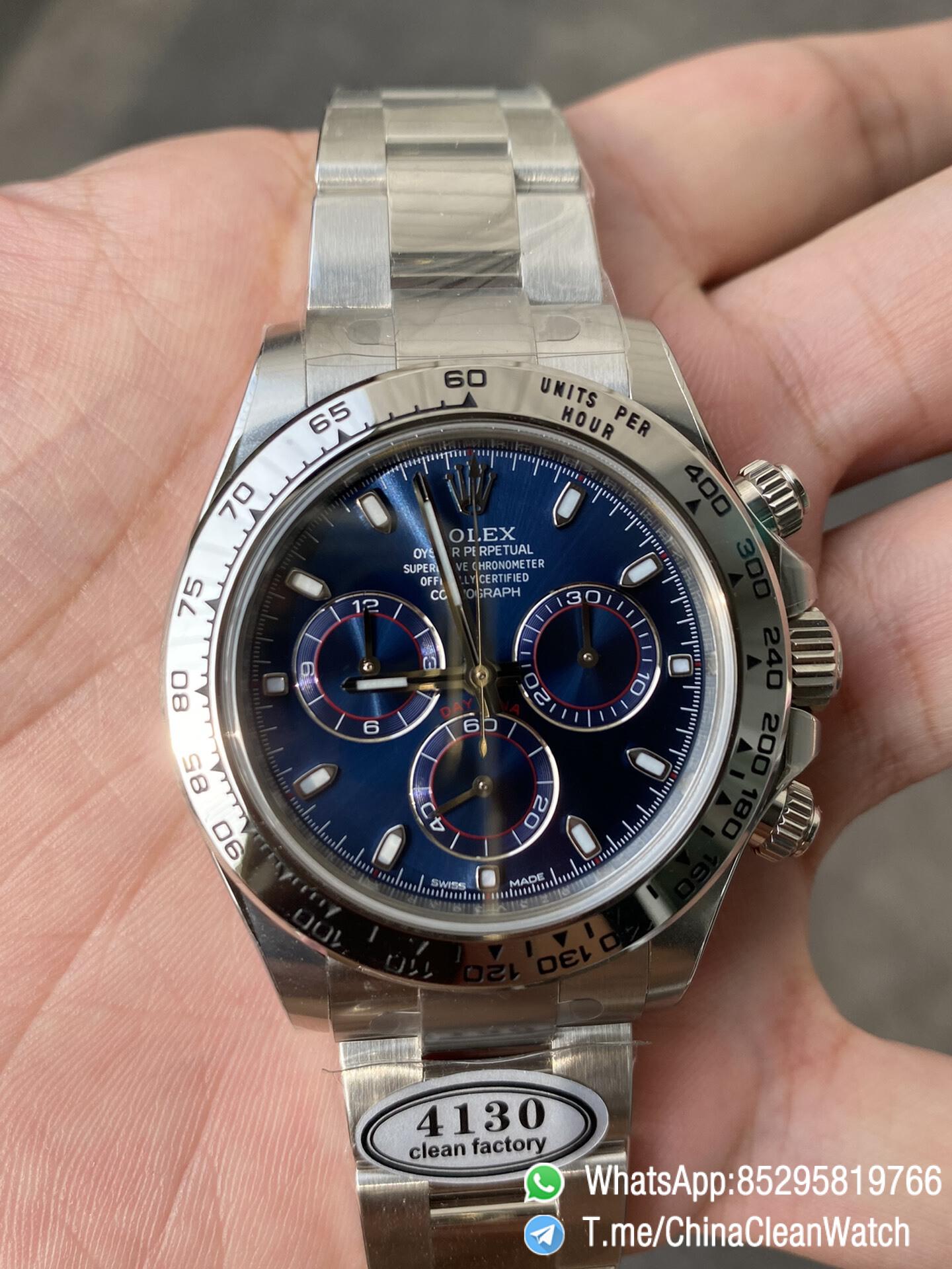 Clean Factory Daytona 116509 Blue Dial 904L Steel Case Oyster Bracelet SuperClone DanDong 4130 Movement 04 Clean Factory Daytona 116509 Blue Dial 904L Steel Case Oyster Bracelet SuperClone DanDong 4130 Movement 04