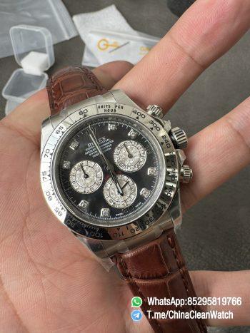 Clean Factory Daytona 116519 Tahitian MOP Dial with Diamonds Markers DD 4130 Movement Alligator Leather Strap 02