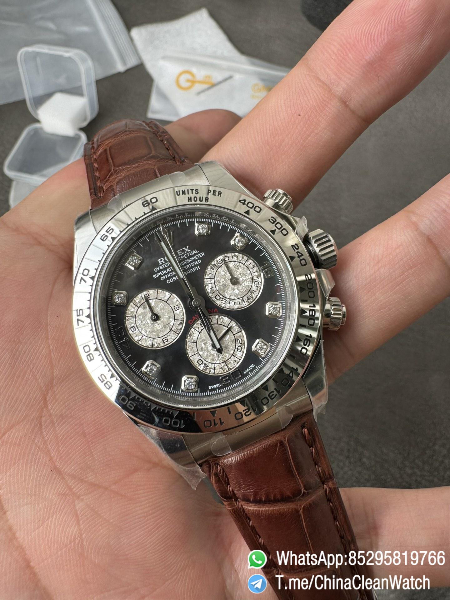 Clean Factory Daytona 116519 Tahitian MOP Dial with Diamonds Markers DD 4130 Movement Alligator Leather Strap 02 Clean Factory Daytona 116519 Tahitian MOP Dial with Diamonds Markers DD 4130 Movement Alligator Leather Strap 02