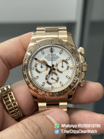 Clean Factory Daytona M116505 0010 Rose Gold Case Bracelet White Dail DanDong Superclone 4130 Movement