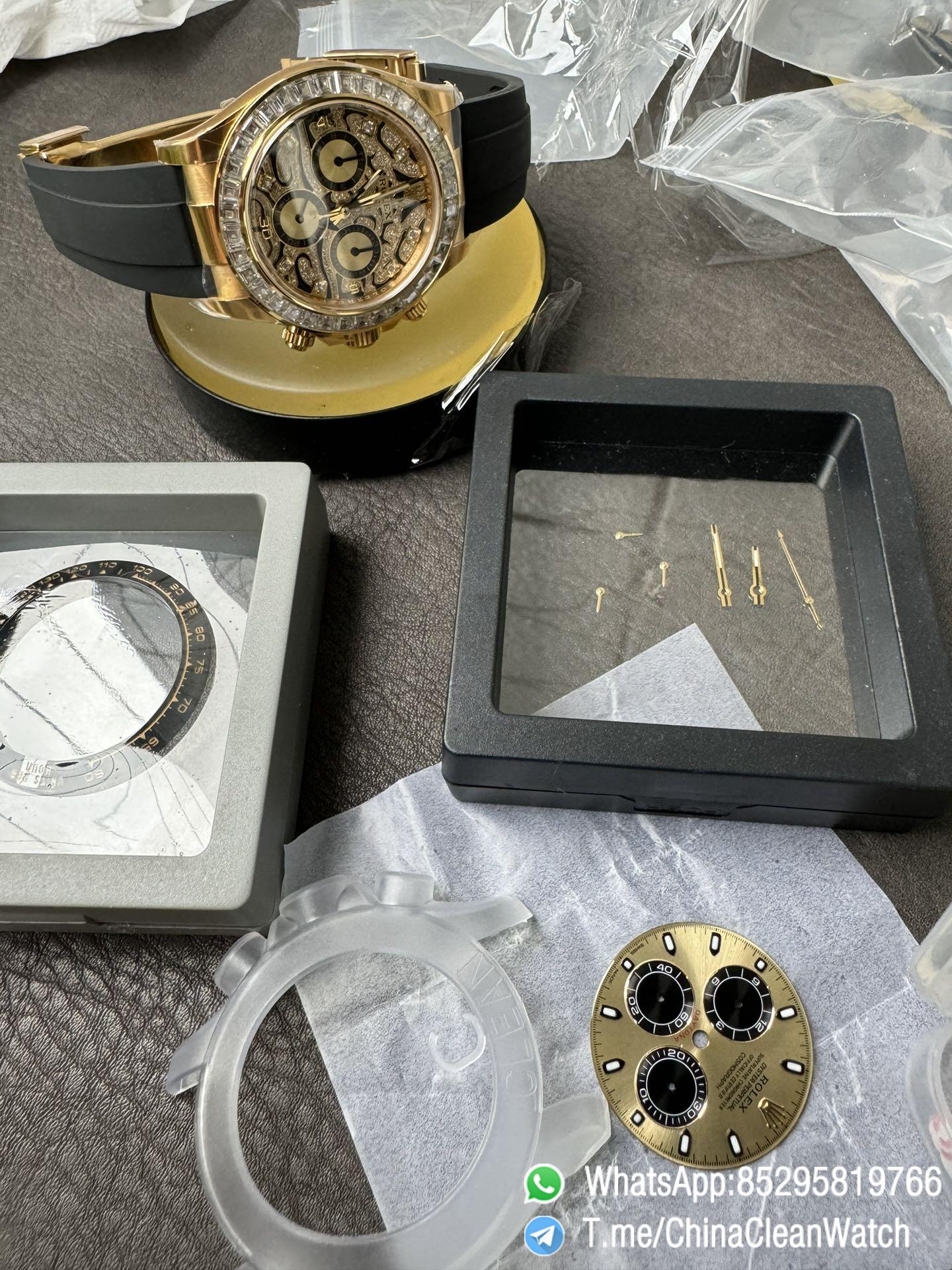 Clean Factory Rolex Daytona Eye Of The Tiger 116588TBR Wrapped 18K Yellow Gold Diamonds Dial Bezel DD4130 Movement 09 Clean Factory Rolex Daytona Eye Of The Tiger 116588TBR Wrapped 18K Yellow Gold Diamonds Dial Bezel DD4130 Movement 09