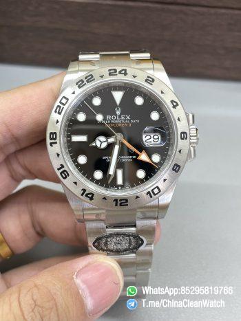 Clean Factory Watch Explorer II 226570 Black Dial 904L steel GMT Orange Arrow shaped Hand DanDong 3285 Movement 01