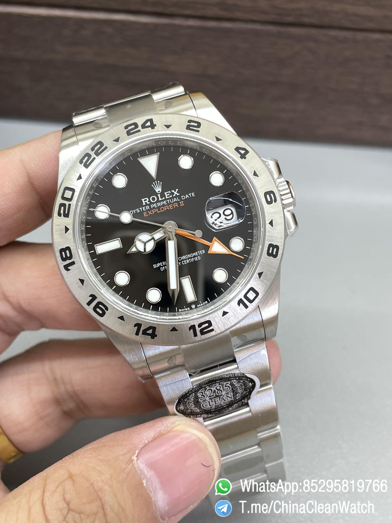 Clean Factory Watch Explorer II 226570 Black Dial 904L steel GMT Orange Arrow shaped Hand DanDong 3285 Movement 02 Clean Factory Watch Explorer II 226570 Black Dial 904L steel GMT Orange Arrow shaped Hand DanDong 3285 Movement 02