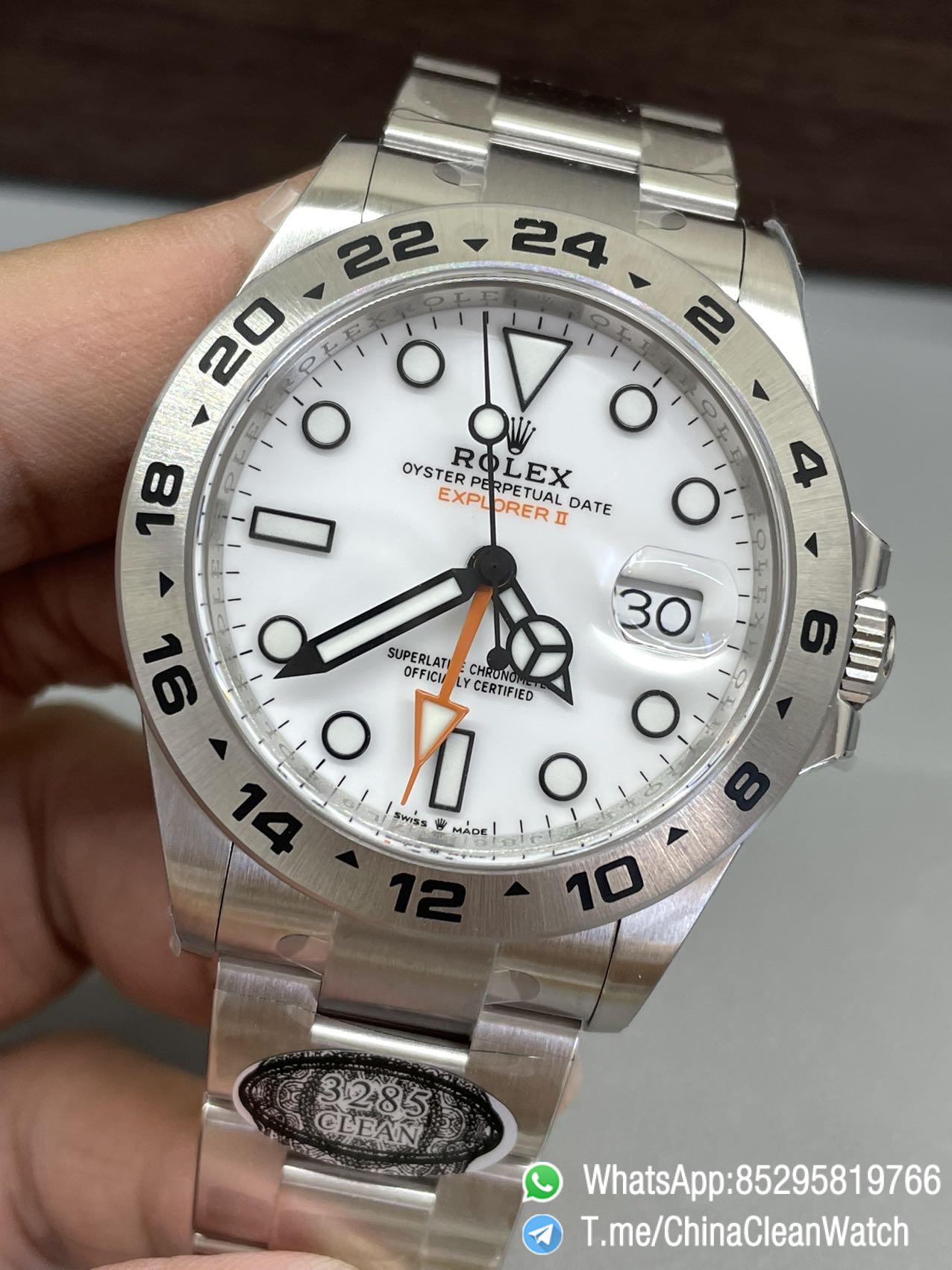 Clean Factory Watch Explorer II 226570 White Dial 904L Steel GMT Orange Arrow shaped Hand DanDong 3285 Movement 03 Clean Factory Watch Explorer II 226570 White Dial 904L Steel GMT Orange Arrow shaped Hand DanDong 3285 Movement 03