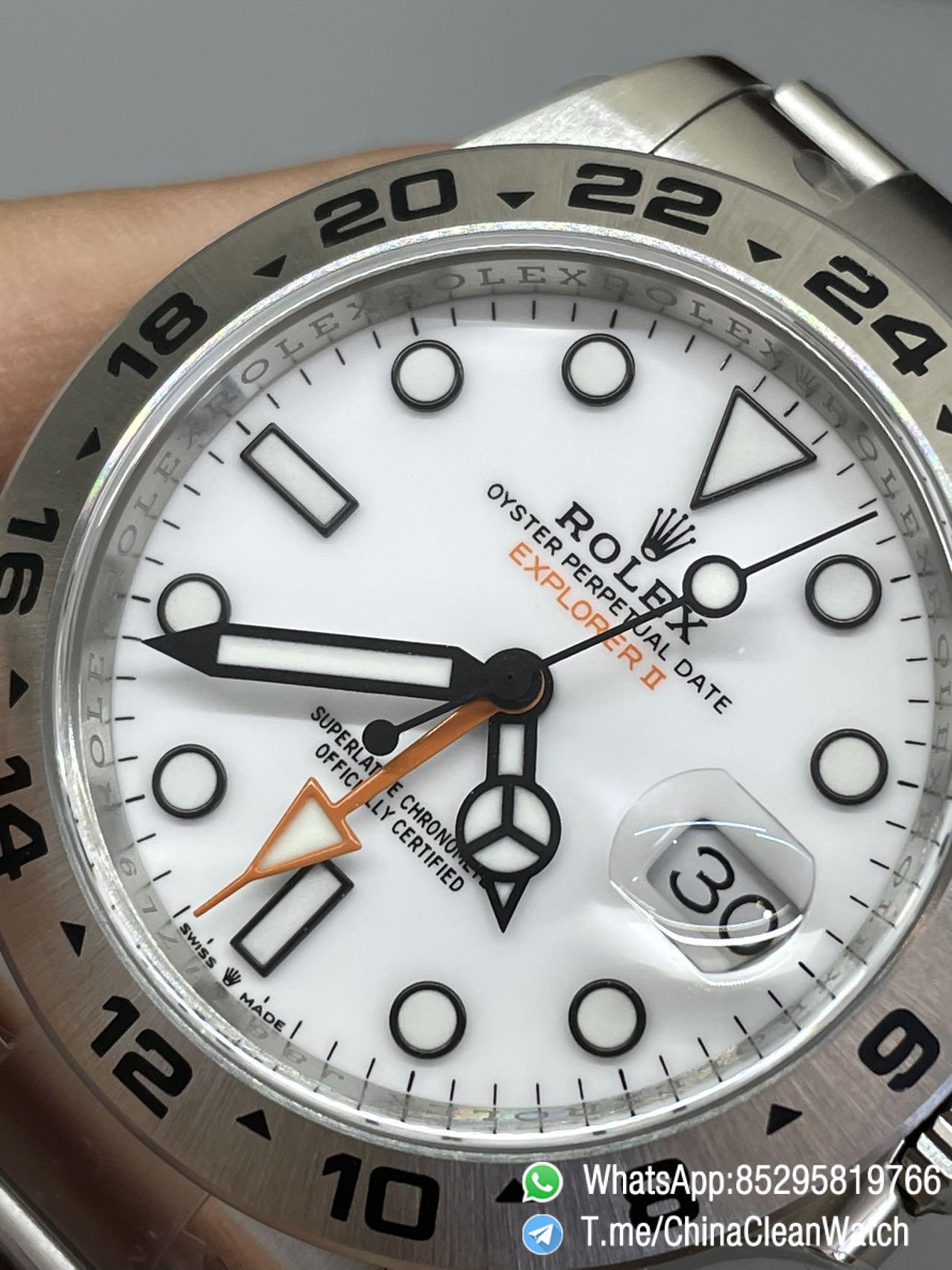 Clean Factory Watch Explorer II 226570 White Dial 904L Steel GMT Orange Arrow shaped Hand DanDong 3285 Movement 04 Clean Factory Watch Explorer II 226570 White Dial 904L Steel GMT Orange Arrow shaped Hand DanDong 3285 Movement 04