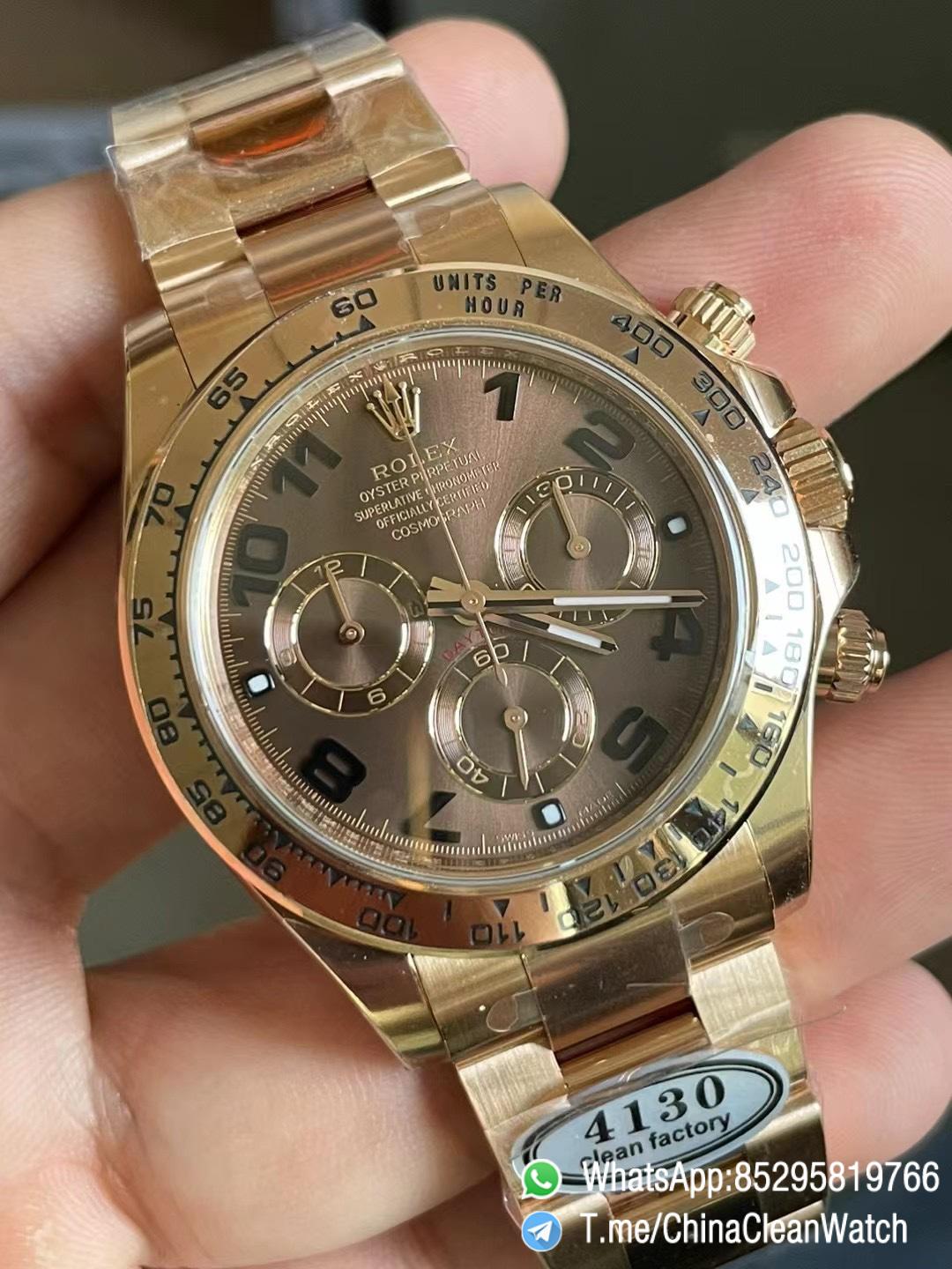 Clean Factory Daytona 116505 0011 Rose Gold Case Bracelet Chocolate Dial with Black Number Markers DD4130 Movement 04 Clean Factory Daytona 116505 0011 Rose Gold Case Bracelet Chocolate Dial with Black Number Markers DD4130 Movement 04