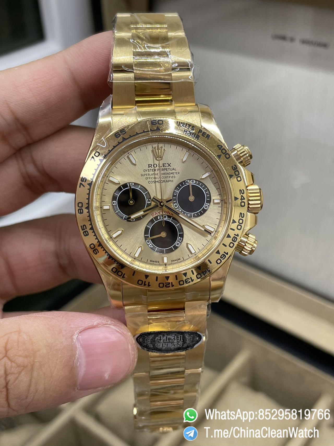 Clean Factory Daytona 126508 18K Yellow Gold Plated on Case Bracelet Yellow Gold Dial with Black Sub Dial SH4131 Movement 01 Clean Factory Daytona 126508 18K Yellow Gold Plated on Case Bracelet Yellow Gold Dial with Black Sub Dial SH4131 Movement 01
