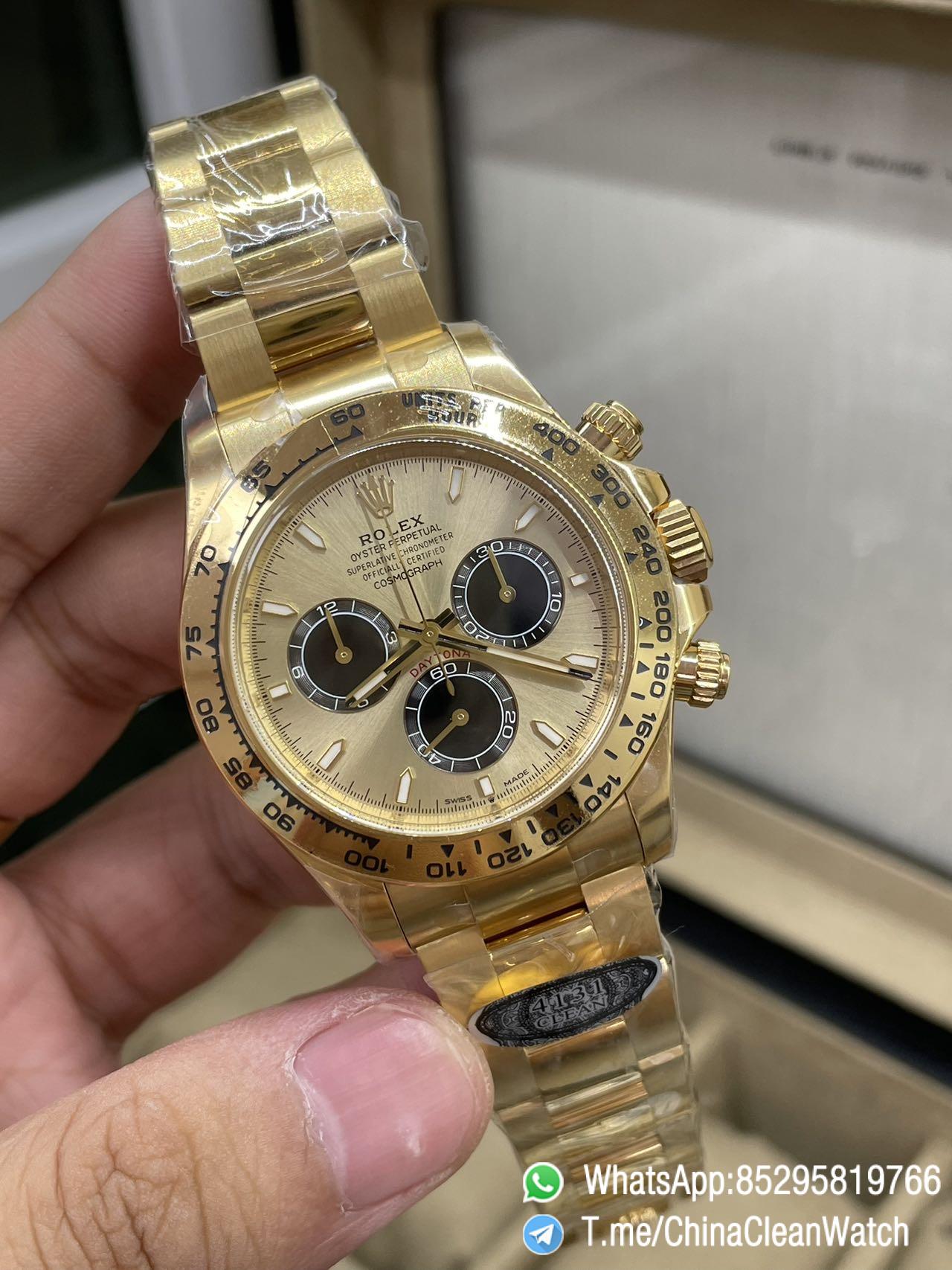 Clean Factory Daytona 126508 18K Yellow Gold Plated on Case Bracelet Yellow Gold Dial with Black Sub Dial SH4131 Movement 02 Clean Factory Daytona 126508 18K Yellow Gold Plated on Case Bracelet Yellow Gold Dial with Black Sub Dial SH4131 Movement 02