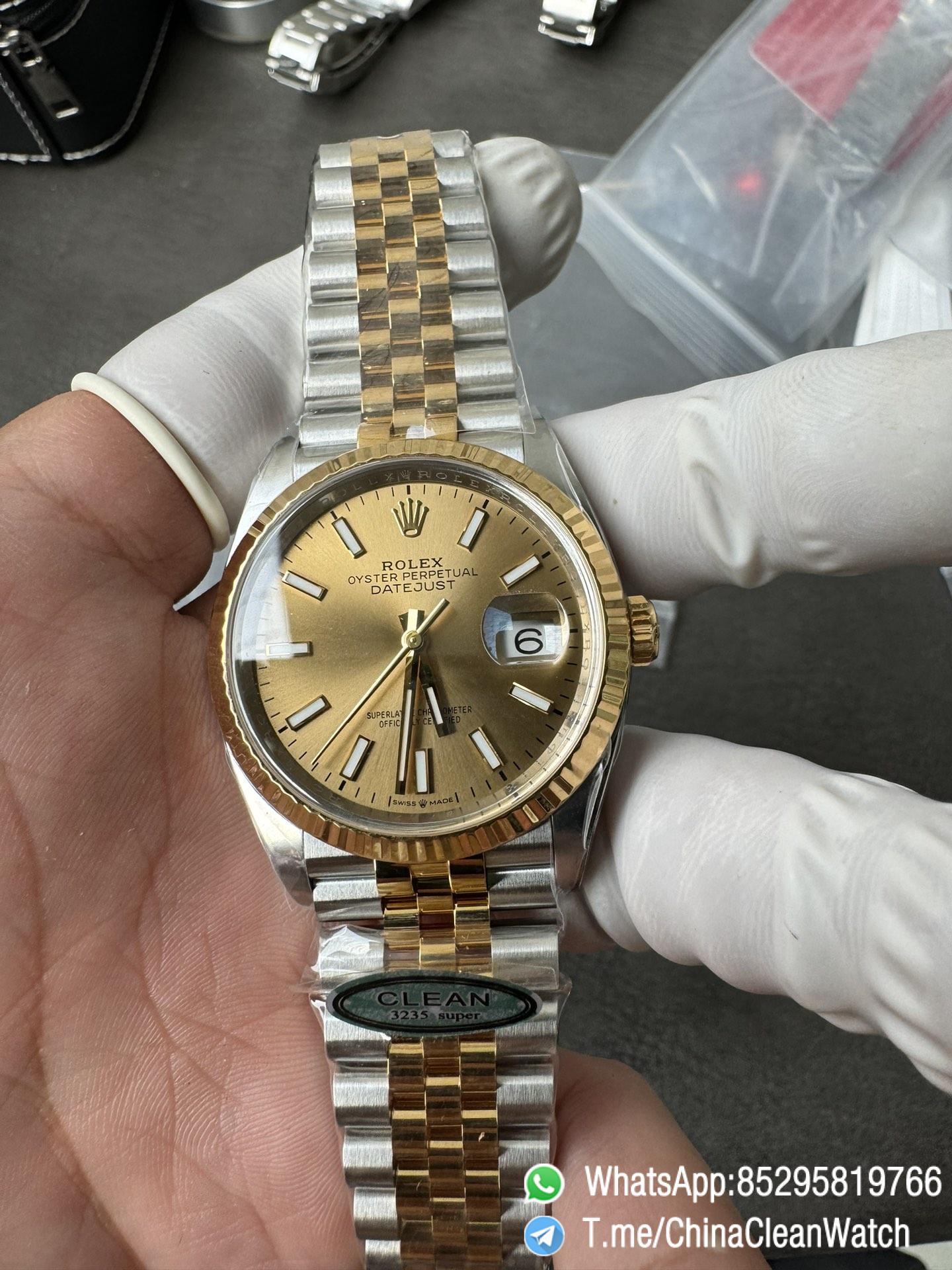 Clean Factory Rolex Datejust 36mm 126233 Yellow Gold Dial with Stick Markers Two Tone Yellow Gold Oystersteel Strap 02 Clean Factory Rolex Datejust 36mm 126233 Yellow Gold Dial with Stick Markers Two Tone Yellow Gold Oystersteel Strap 02